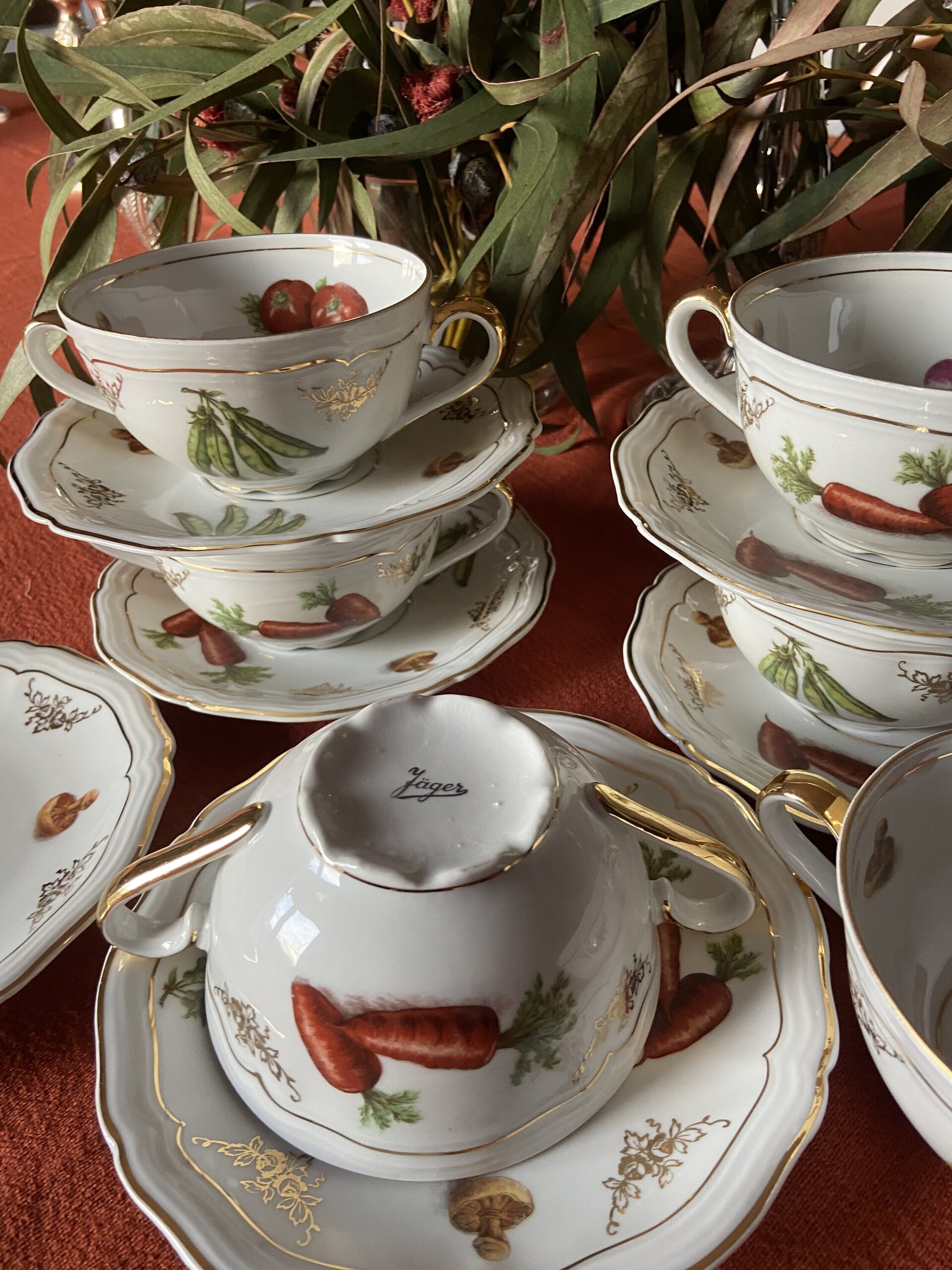 6 tazas de consomé en porcelana alemana "Jager" - 5
