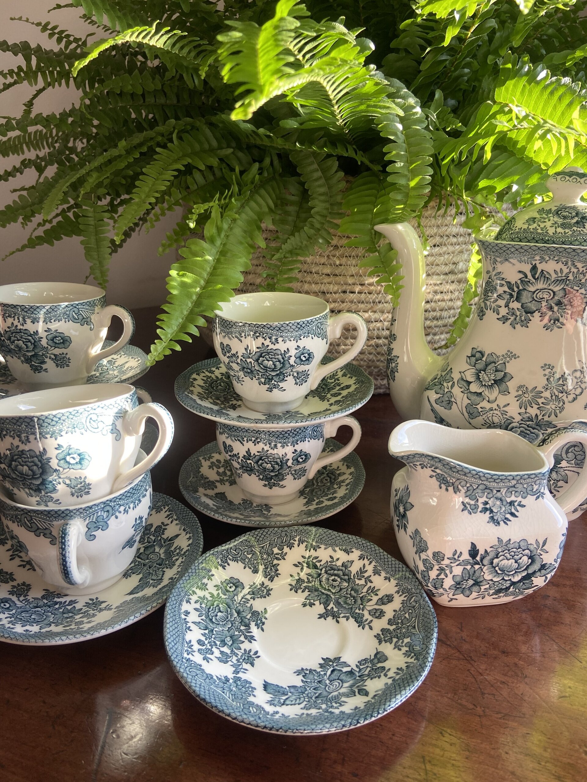 Juego de café en loza inglesa "Wedwood" mod. Asiatic Phersants - 3