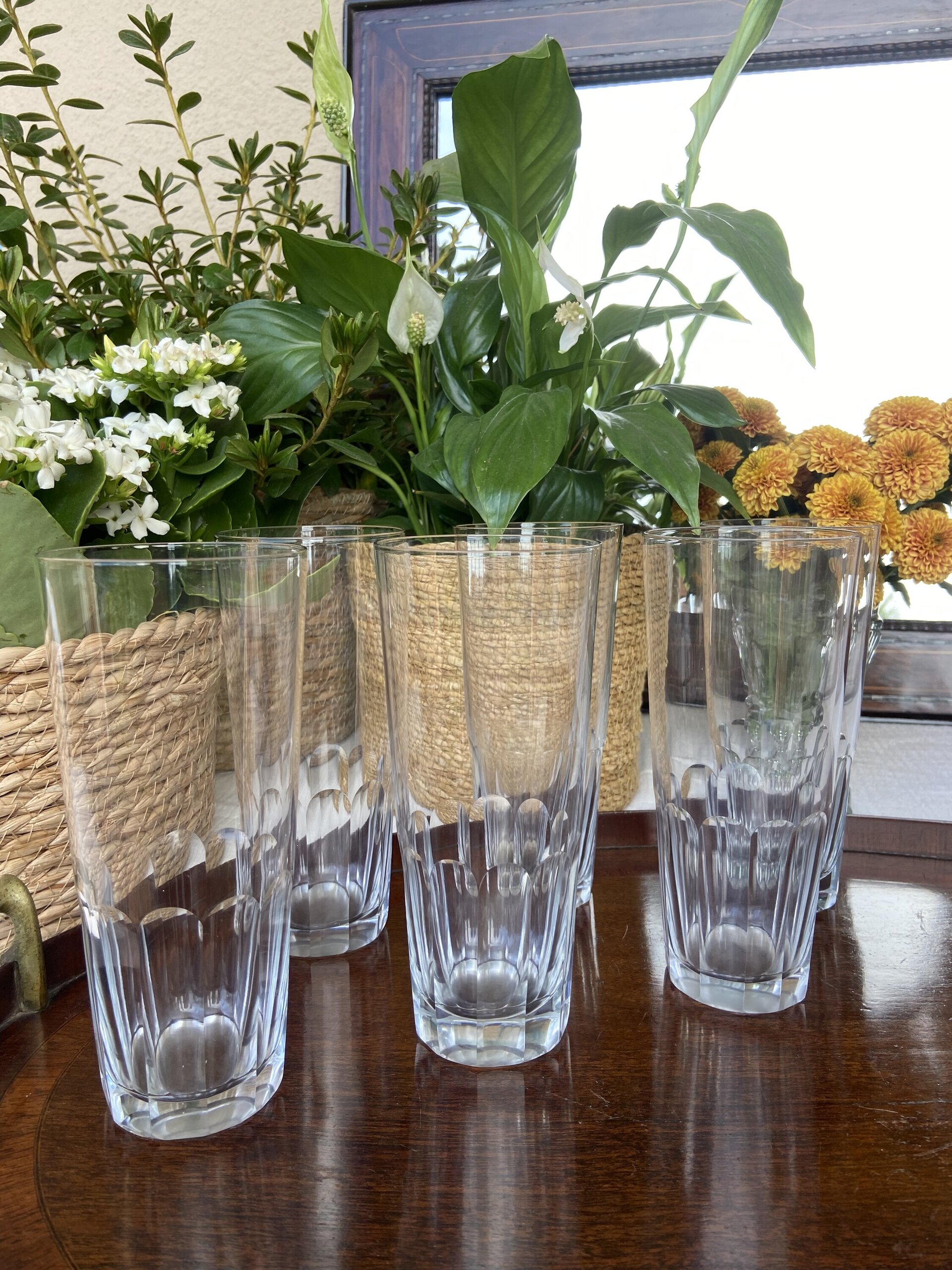 6 vasos de refresco en fino vidrio tallado. - 3