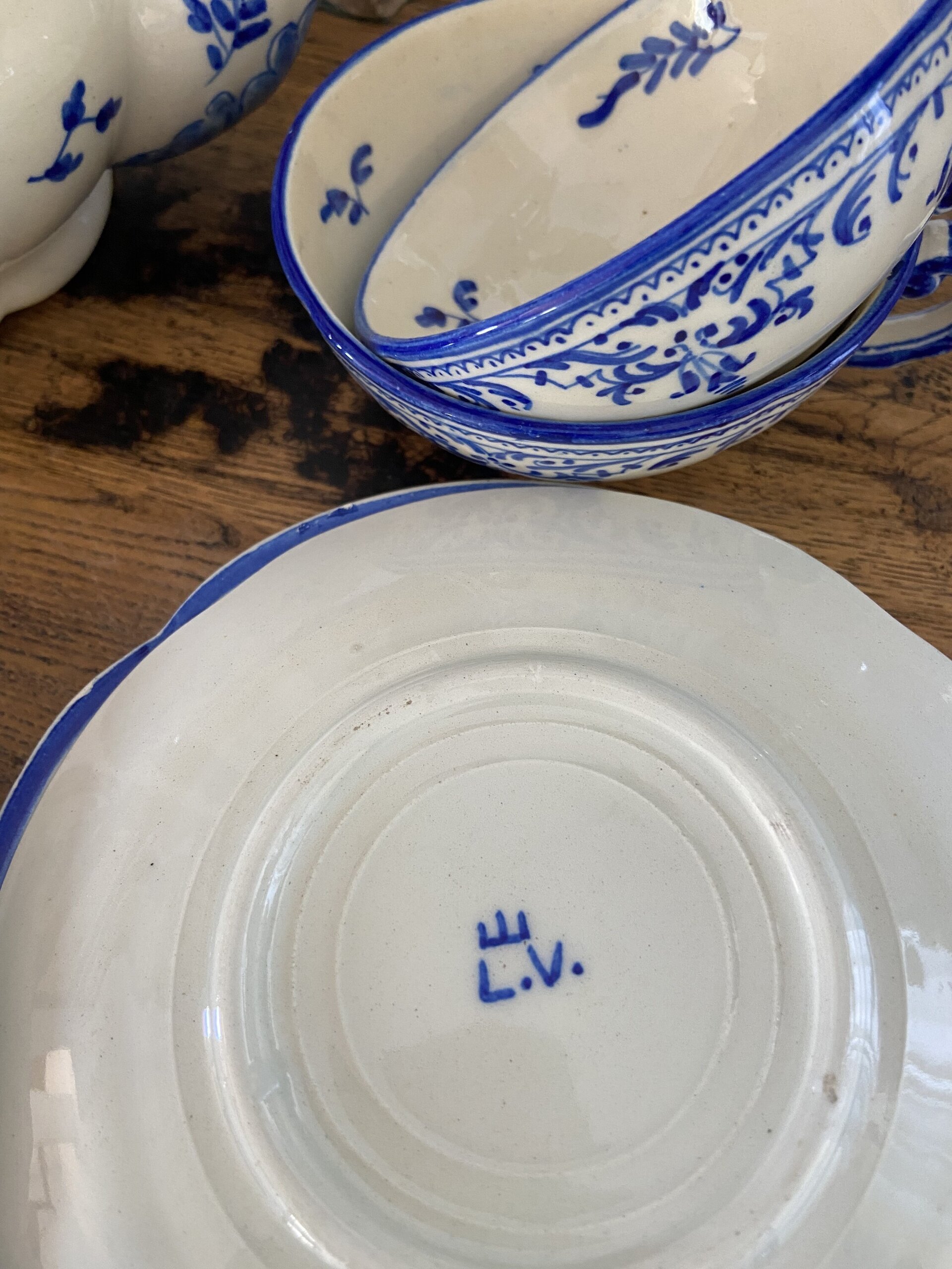 Juego de té en loza del taller de "Luis Valencia" en Triana, Sevilla. - 6