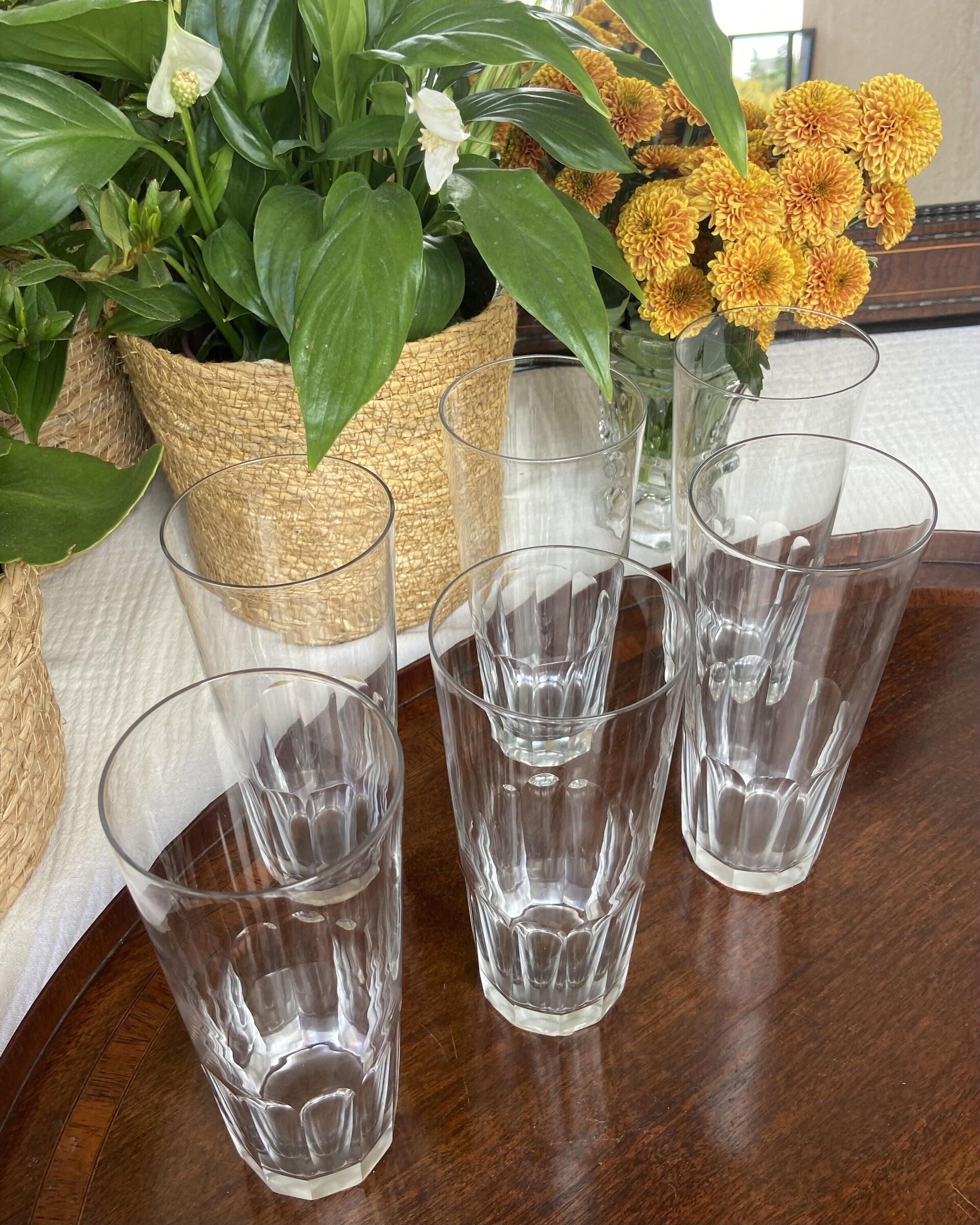 6 vasos de refresco en fino vidrio tallado. - 4