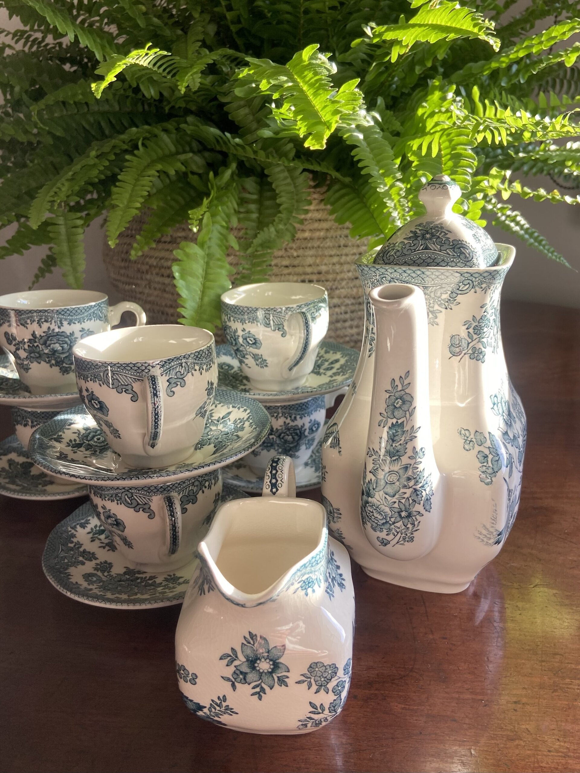 Juego de café en loza inglesa "Wedwood" mod. Asiatic Phersants - 4