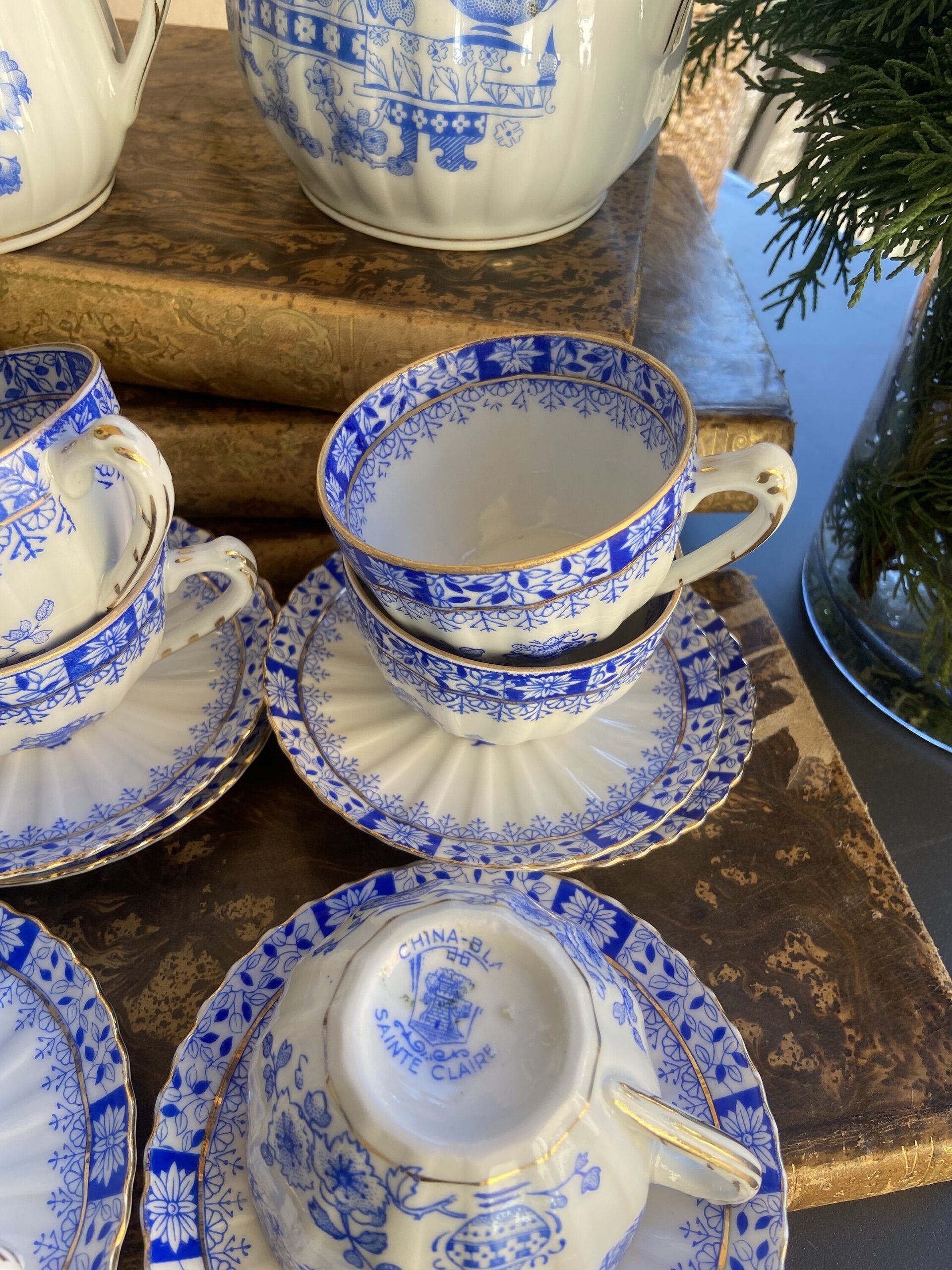 Juego de café en fina porcelana "Rosslau" mod.China Blau - 2