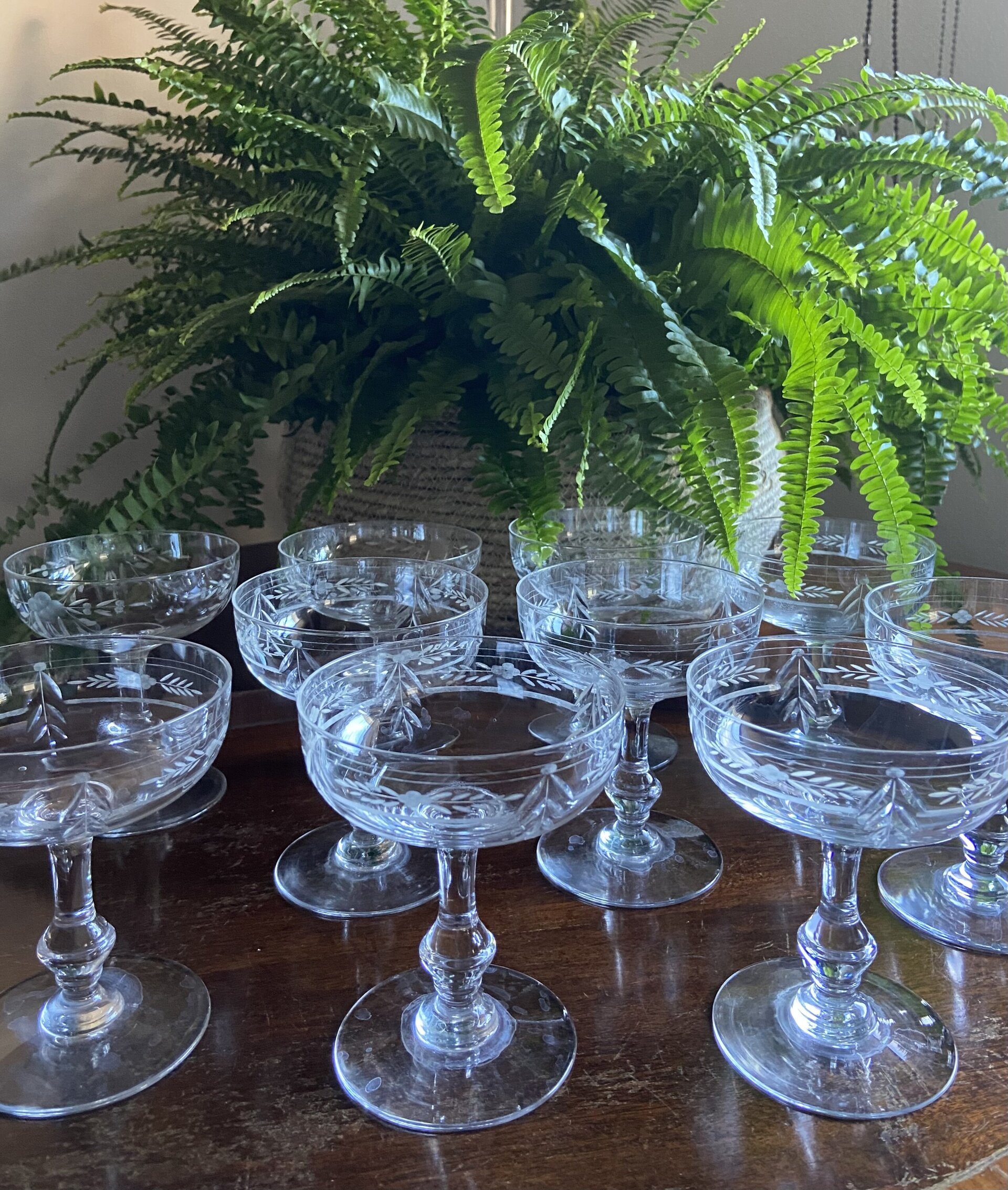 10 copas cava/postre en cristal tallado - 2