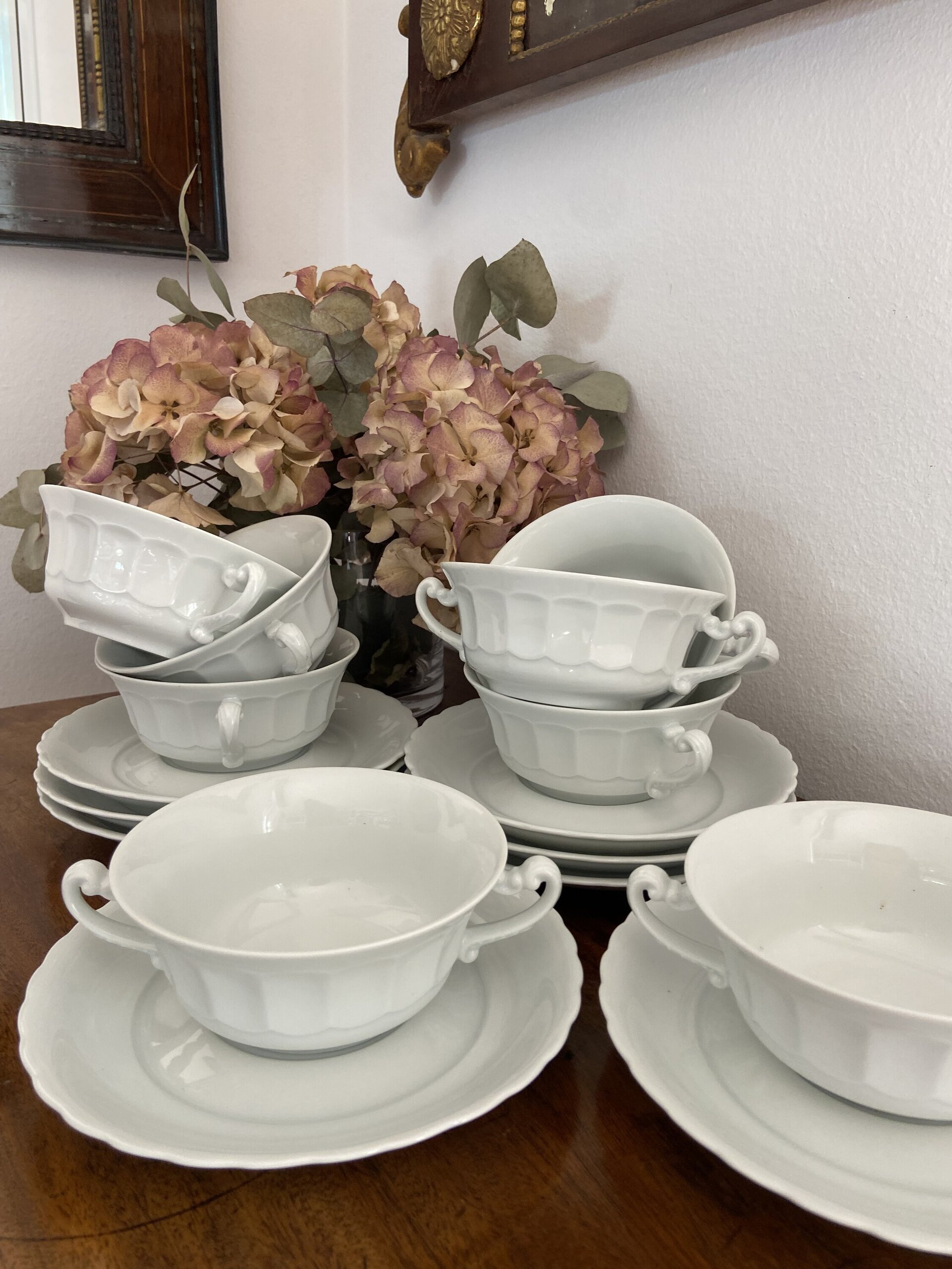 8 tazas de consomé en porcelana blanca - 6