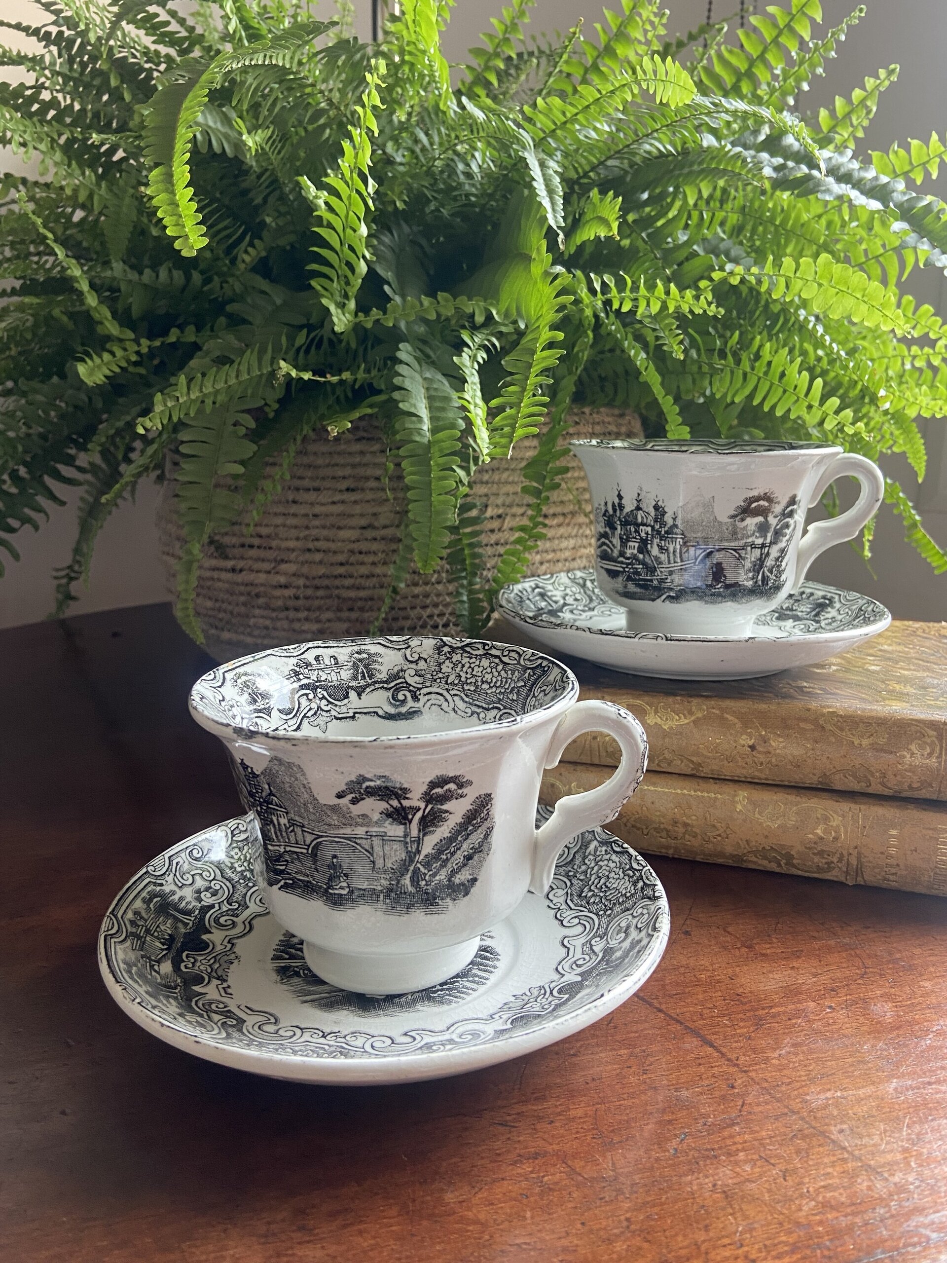 2 Tazas desayuño "Pickman S.A. Sevilla" Cartuja (mod.Vistas) ). - 1