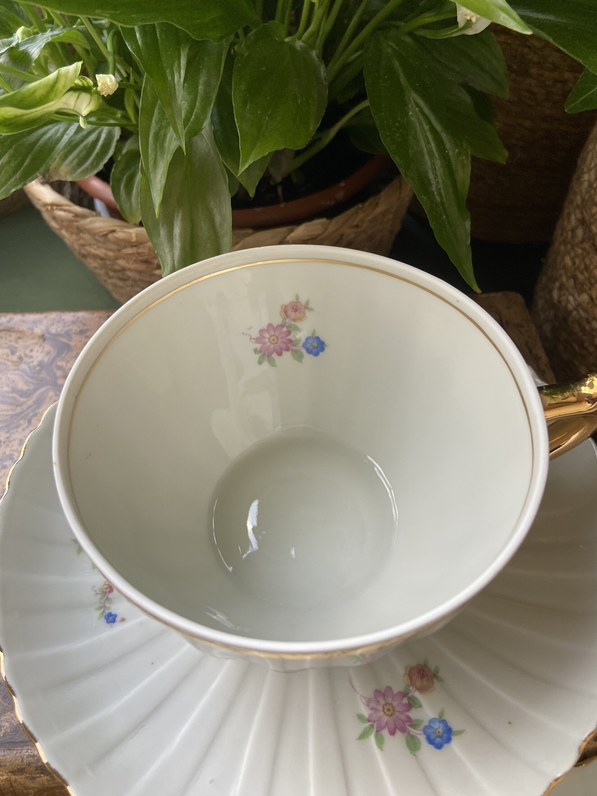 Pareja de tazas desayuno en porcelana "Santa Clara". - 5