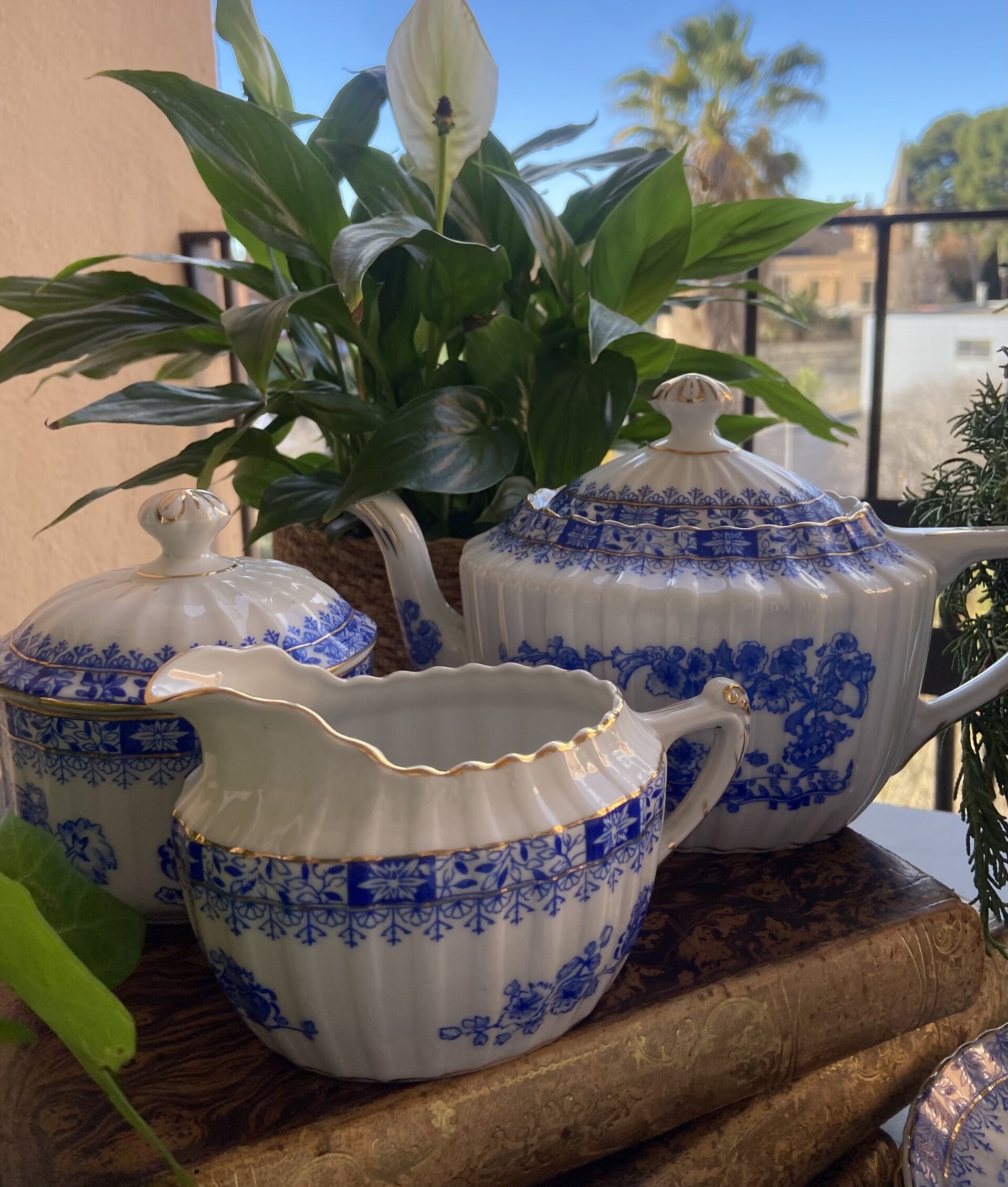 Juego de té en fina porcelana "China-Blau Rosslau". - 2