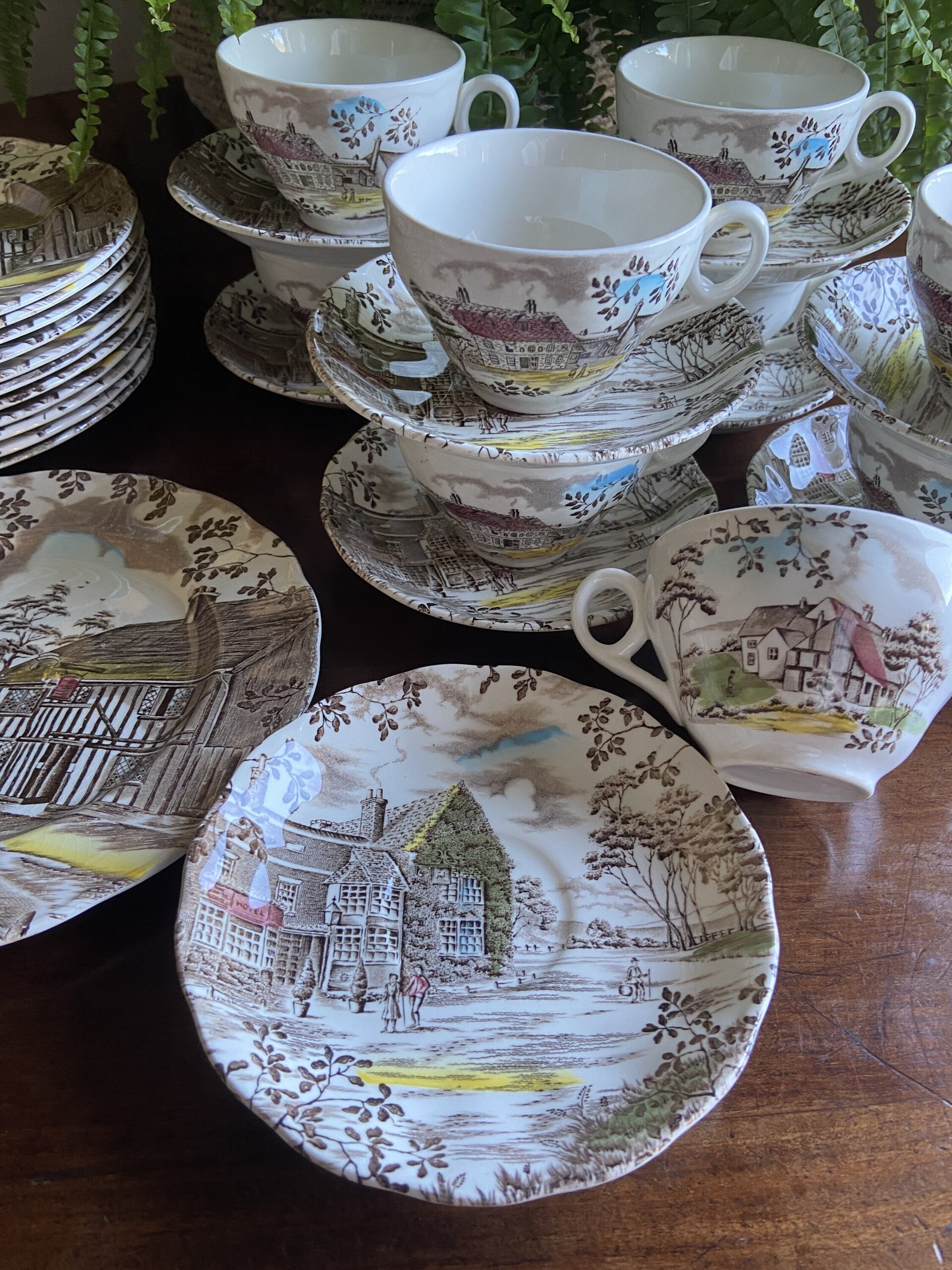 9 tazas de té y 12 platos de merienda en loza inglesa. ndlay - 7