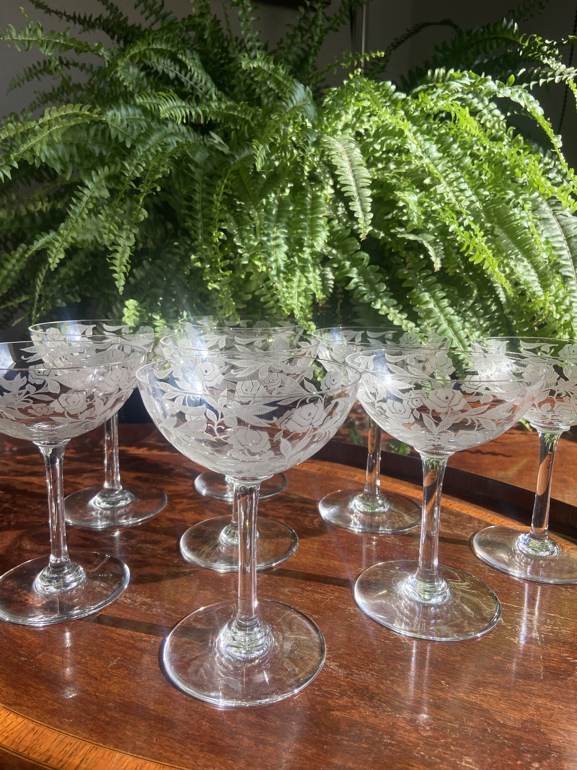 8 copas cava/postres en cristal serigrafiados - 7