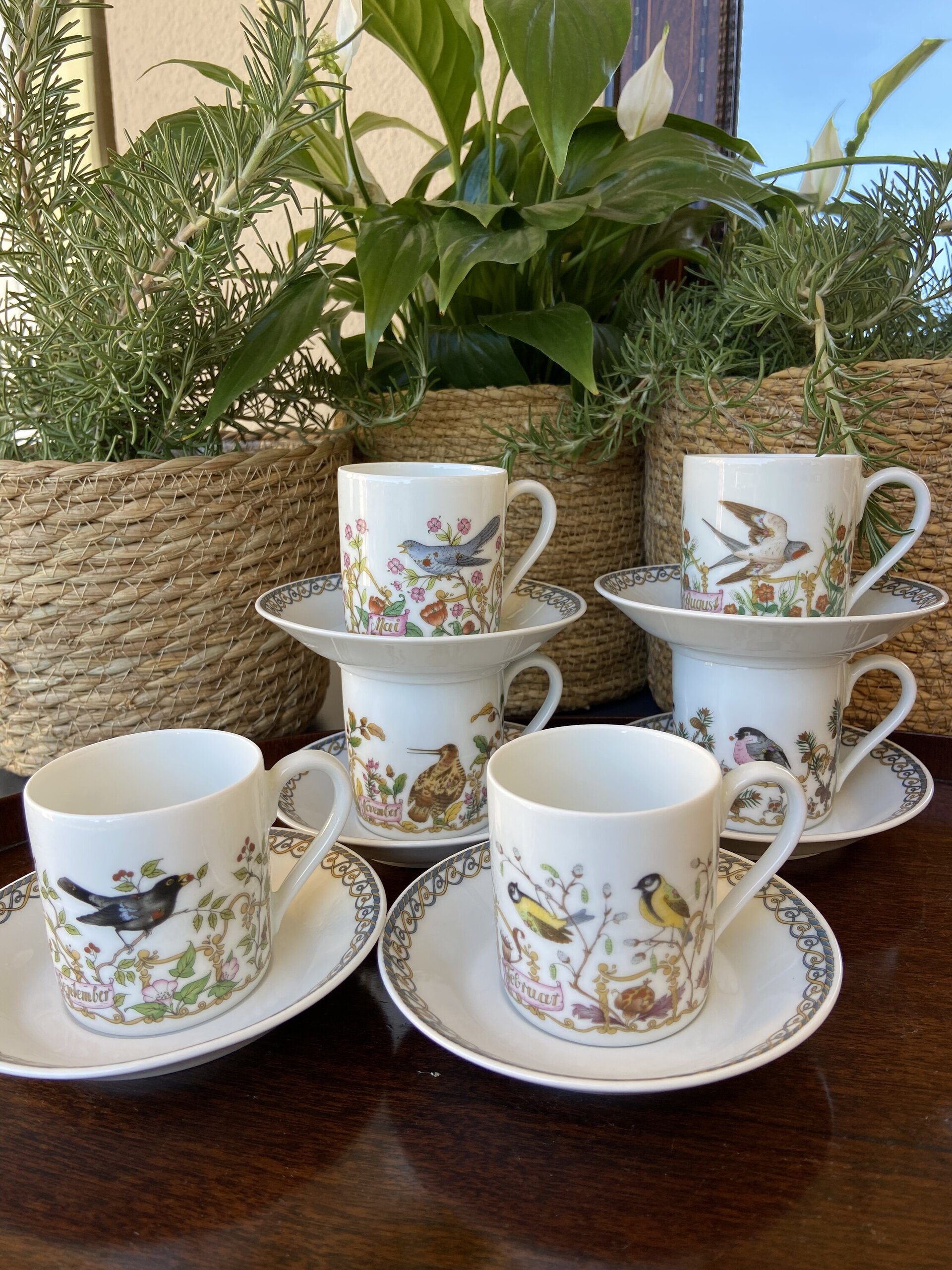 6 tazas café en porcelana alemana "Hutschenreuther". - 1