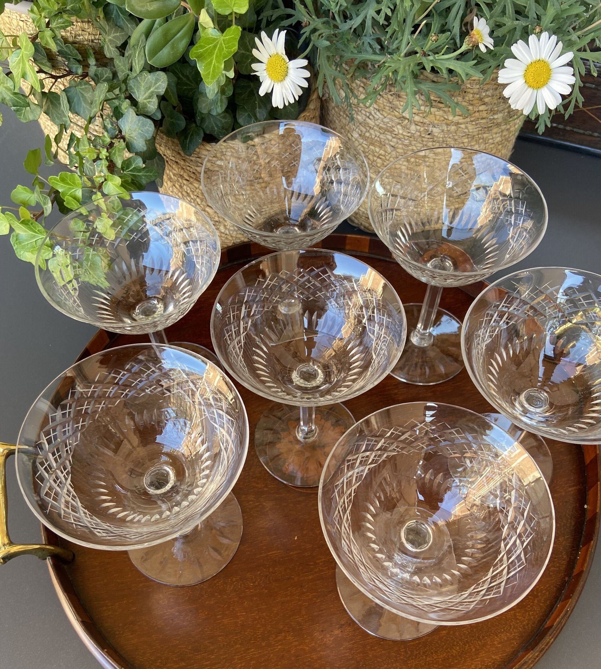7 Copas cava/postre en cristal tallado. - 4