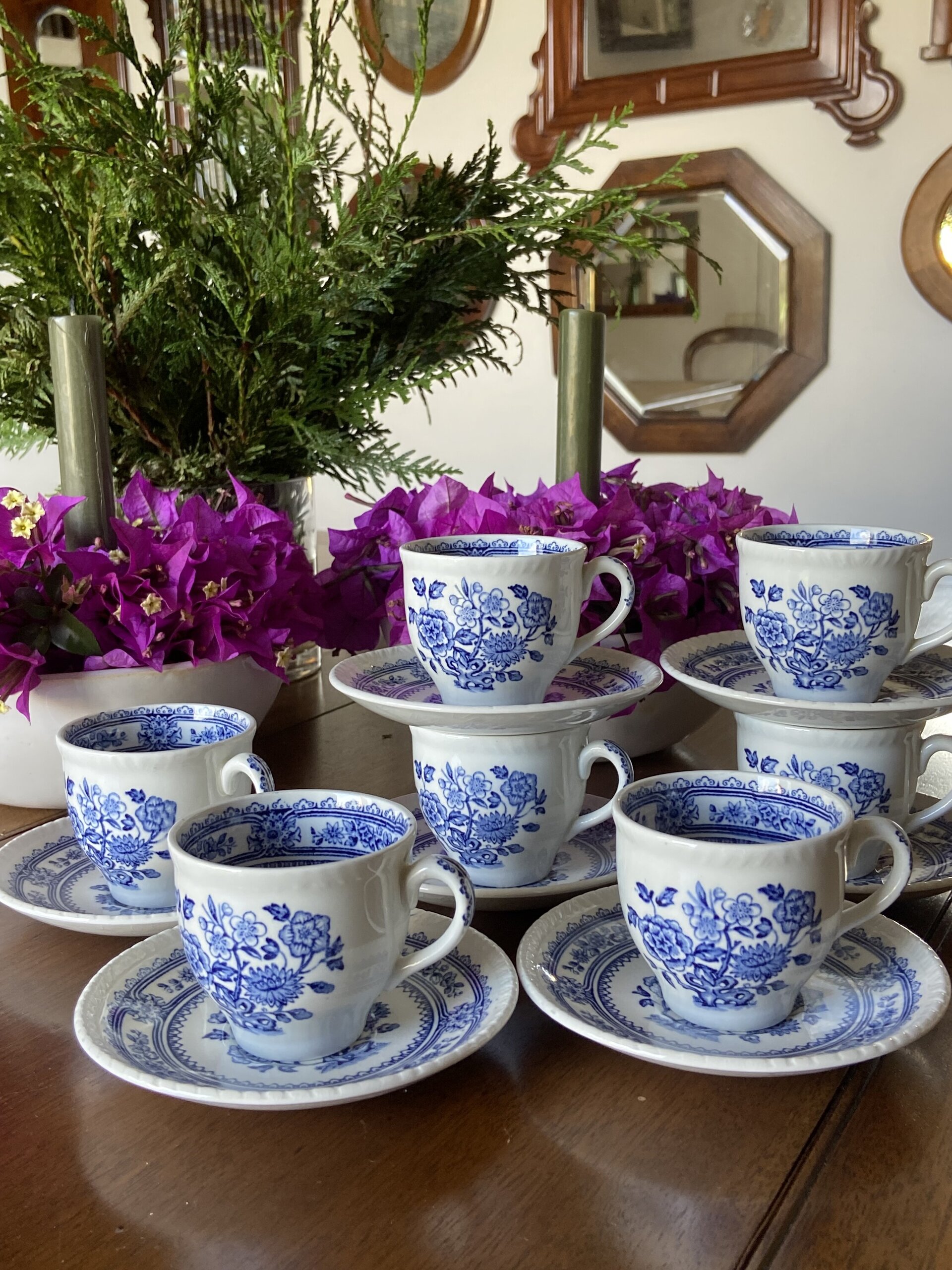 7 tazas de cafe en loza inglesa "Wood & Sons Burslem"- - 1