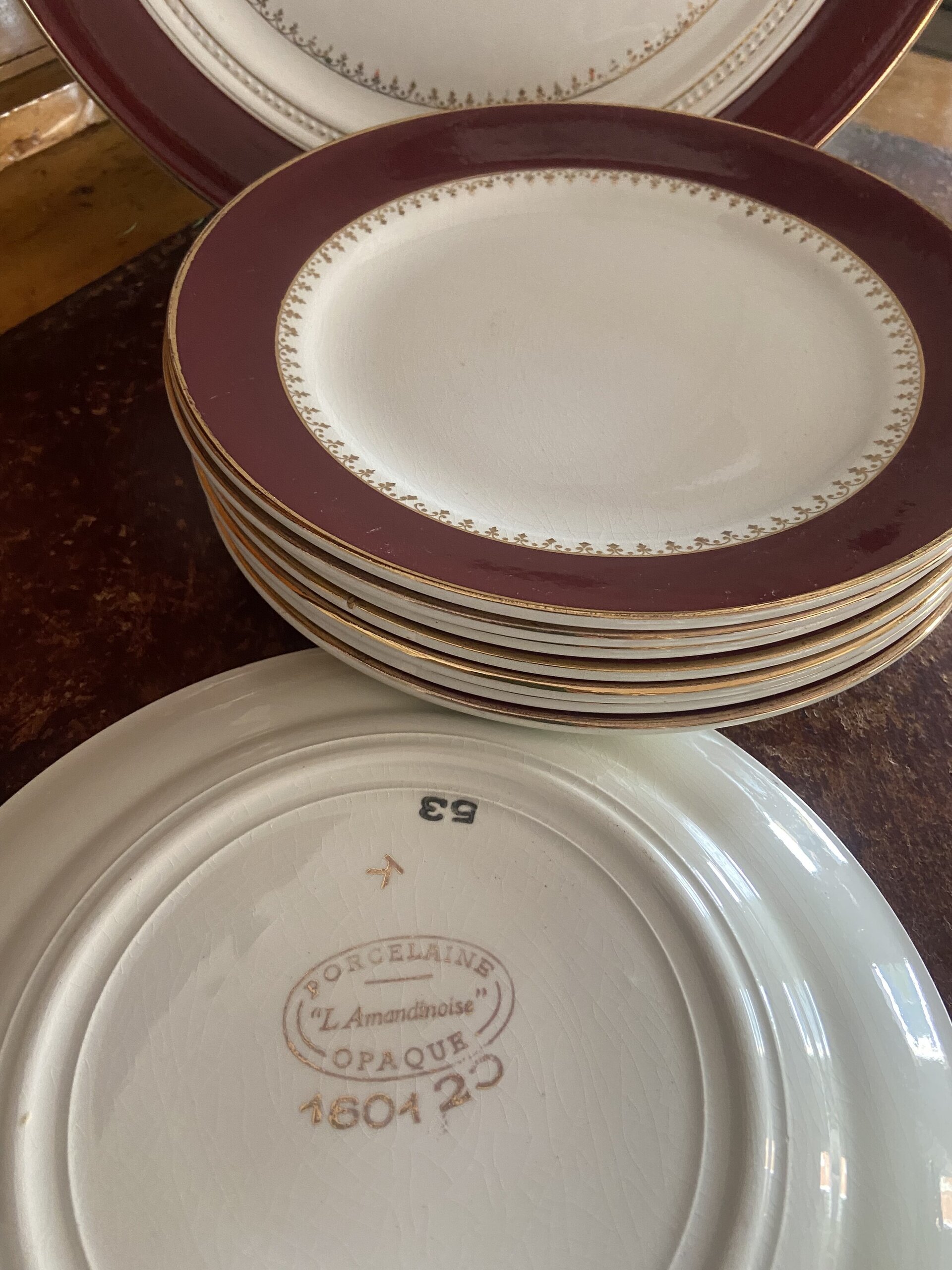 Fuente y 8 platos de merienda franceses "LAmandinoise". - 4