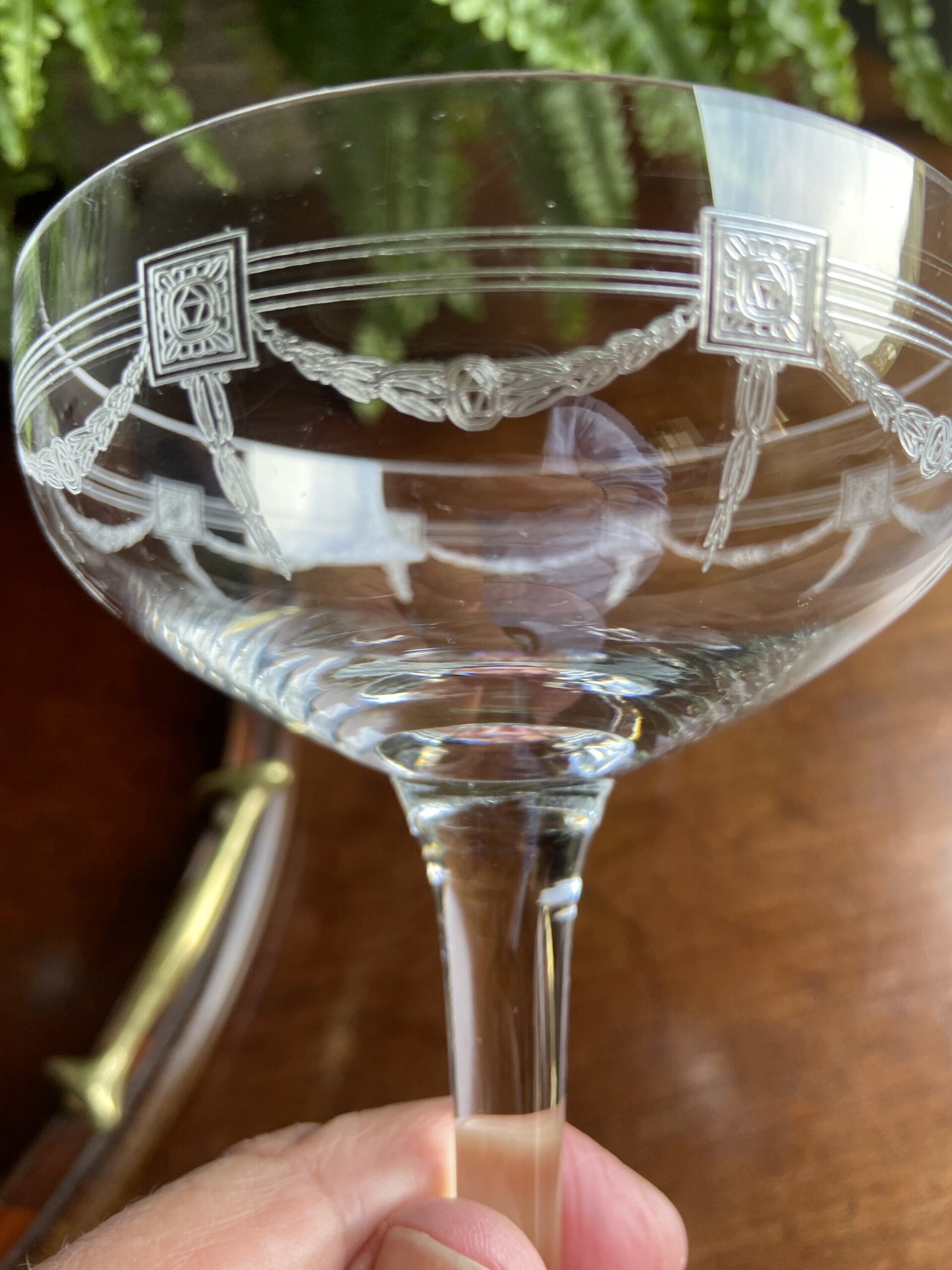6 copas cava/postre en cristal tallado - 5