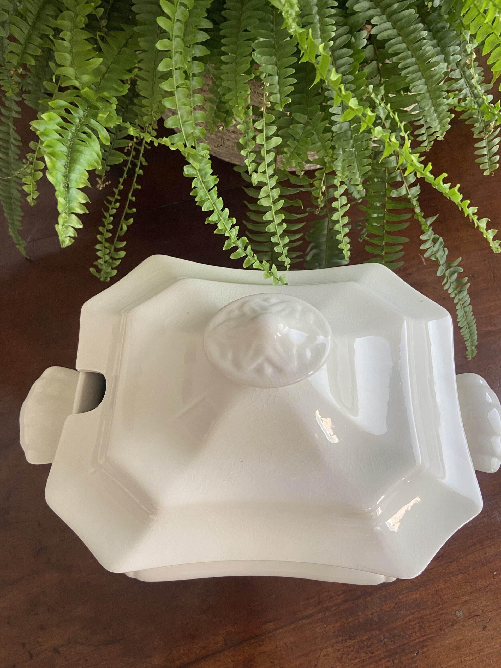 Sopera ochavada en loza blanca "La Cartuja de Sevilla" - 5