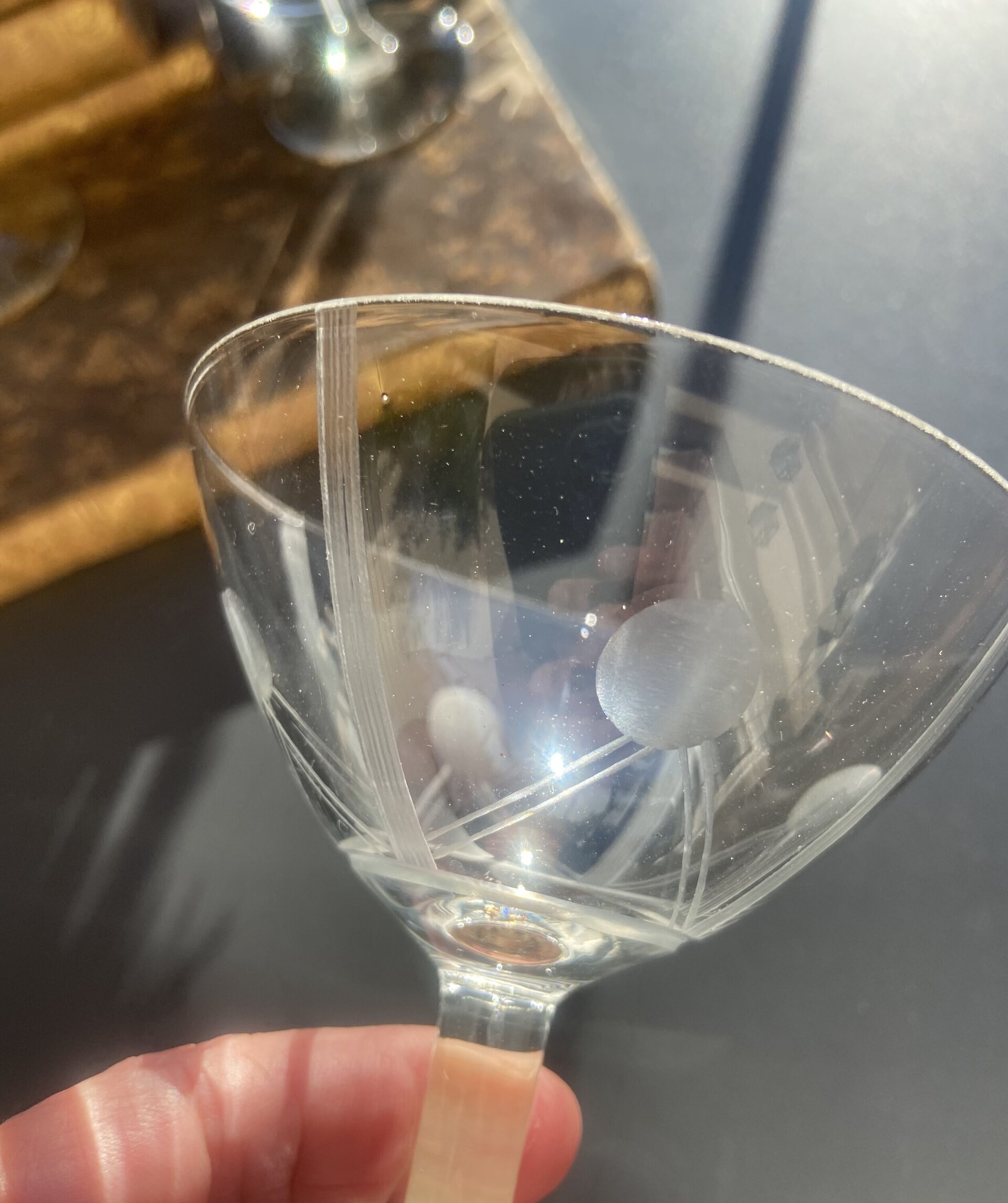 6 copas cava en vidrio tallado - 4