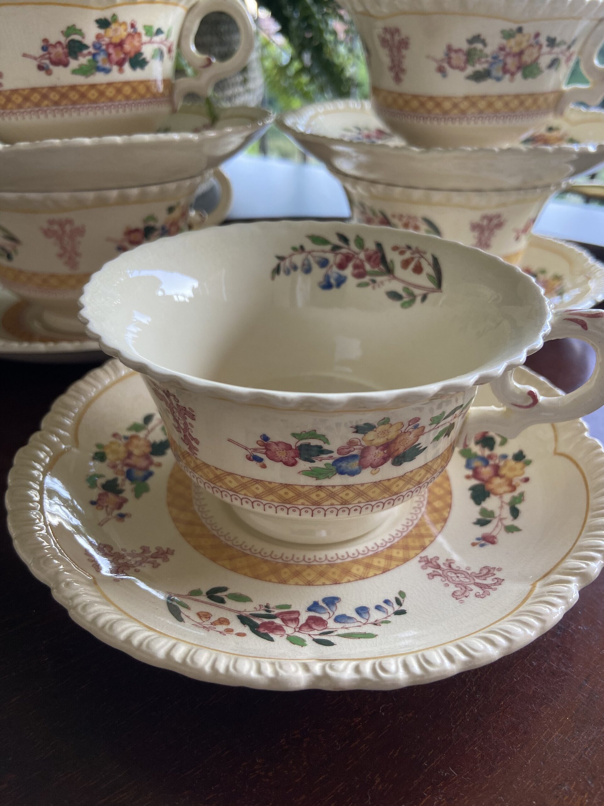7 tazas de té/desayuno en loza inglesa "Royal Couldon" - 1