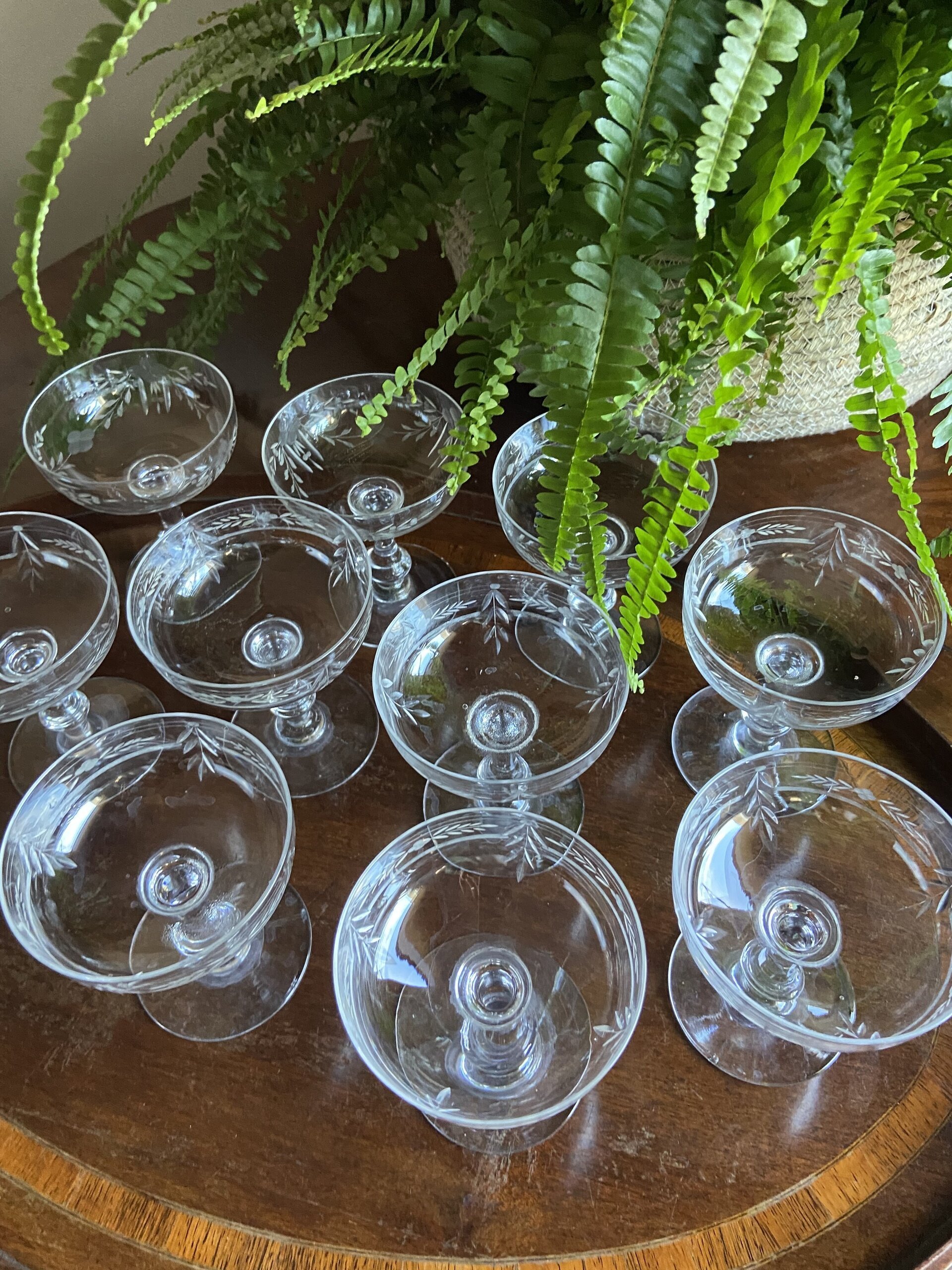 10 copas cava/postre en cristal tallado - 7