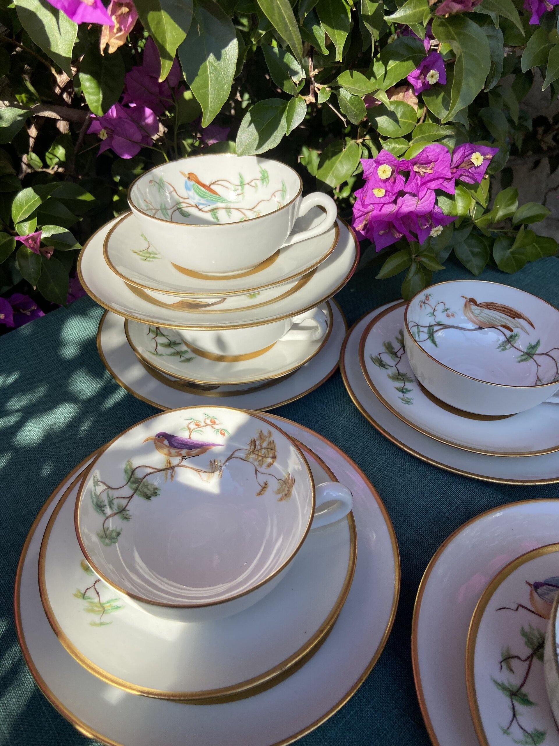 6 tazas de té con plato y 6 platos de merienda en porcelana "Bidasoa" - 4