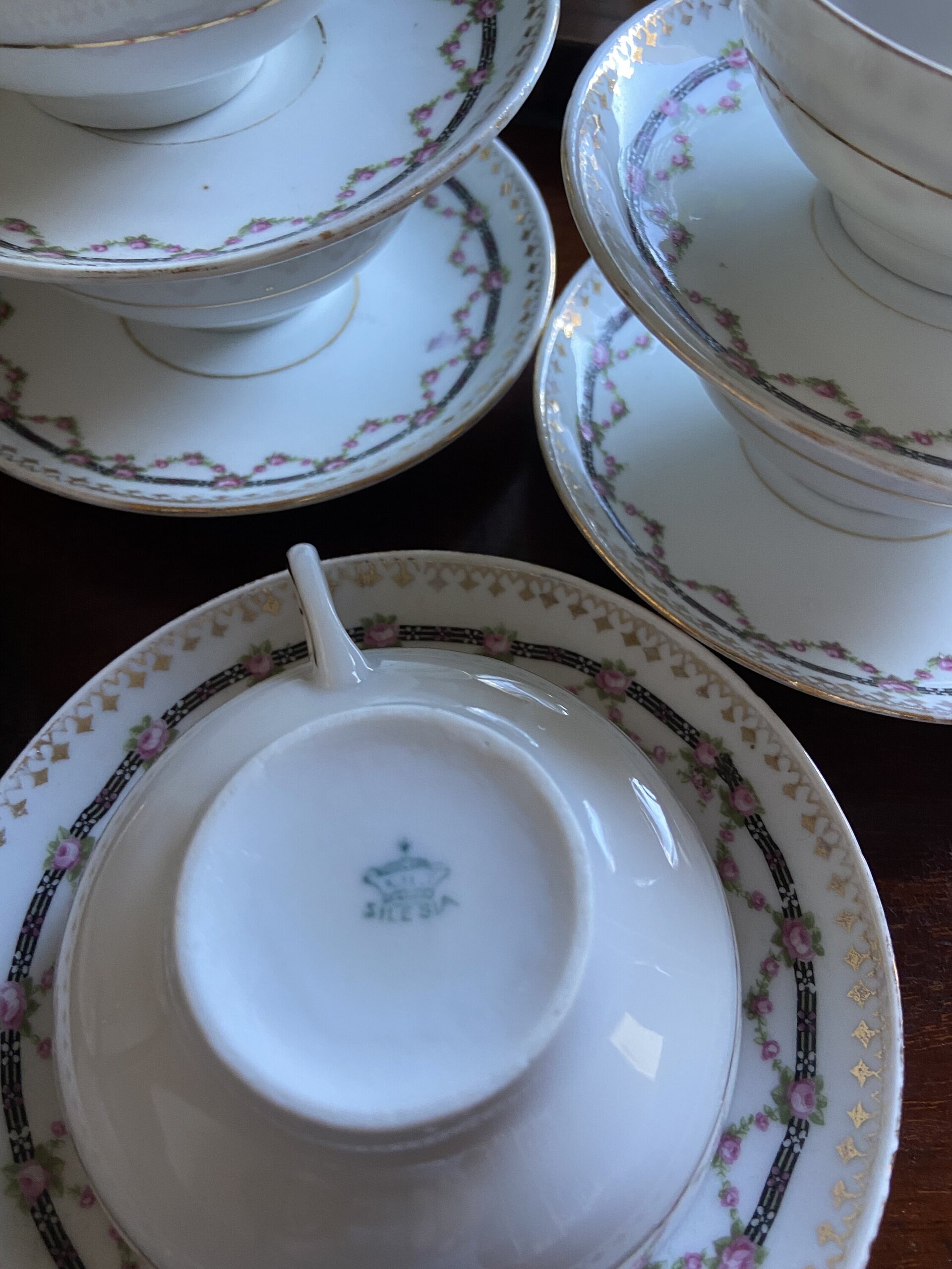6 tazas de café en fina porcelana alemana "Silesia". - 7