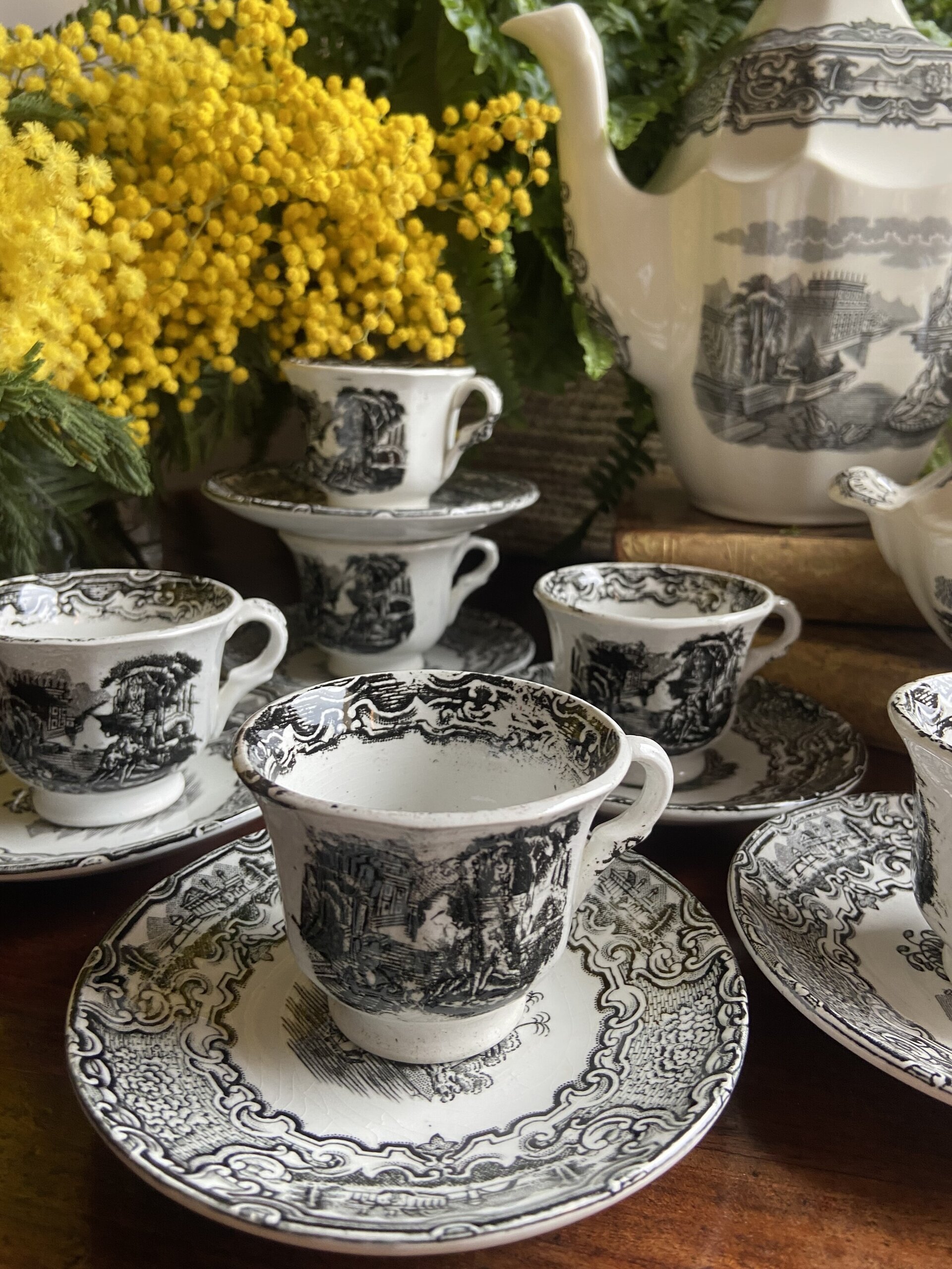 Juego de café en loza "Pickman S.A." Sevilla, Cartuja - 2