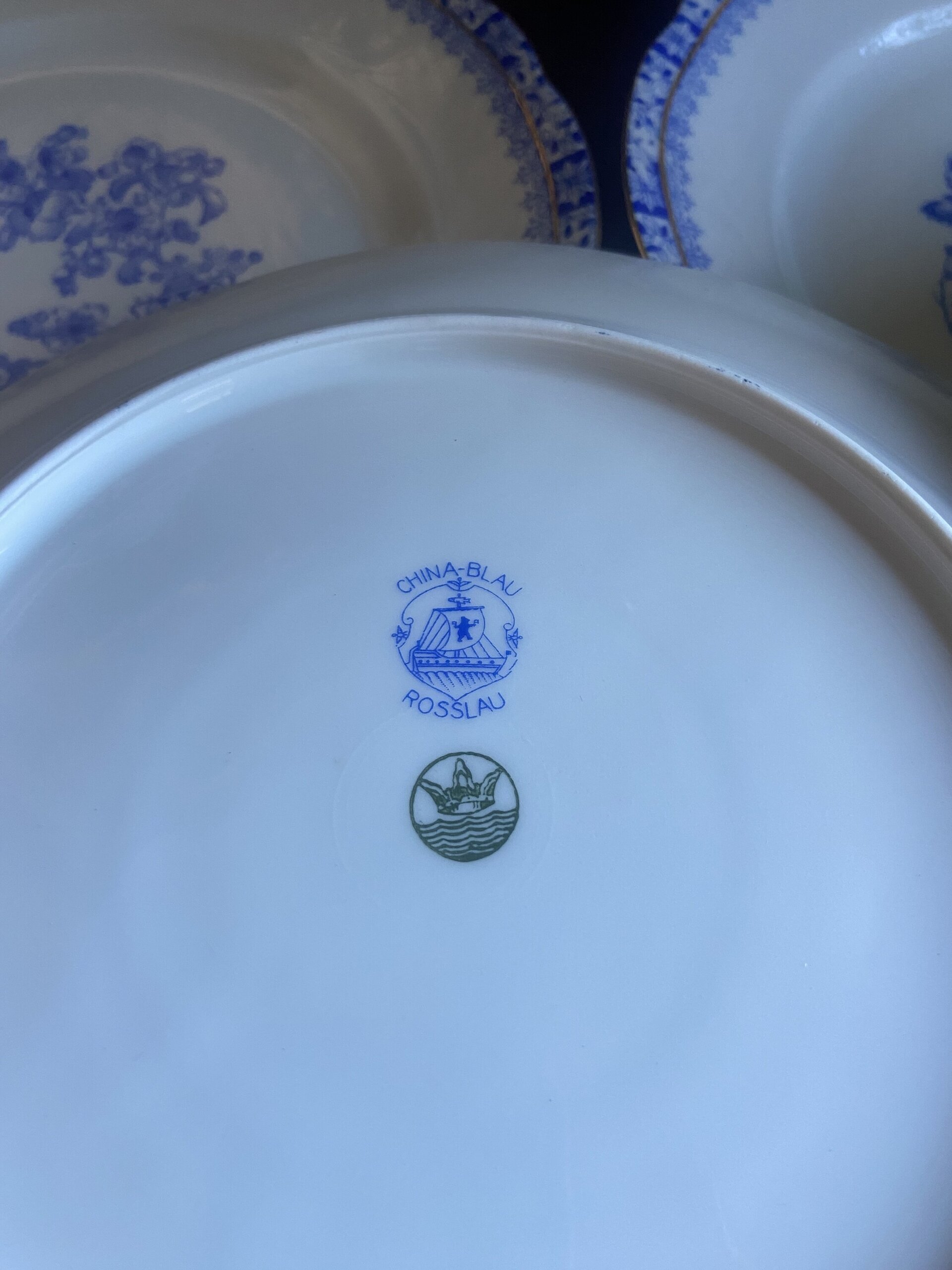 6 platos en porcelana alemana "Rosslau" (mod. China Blau) - 3