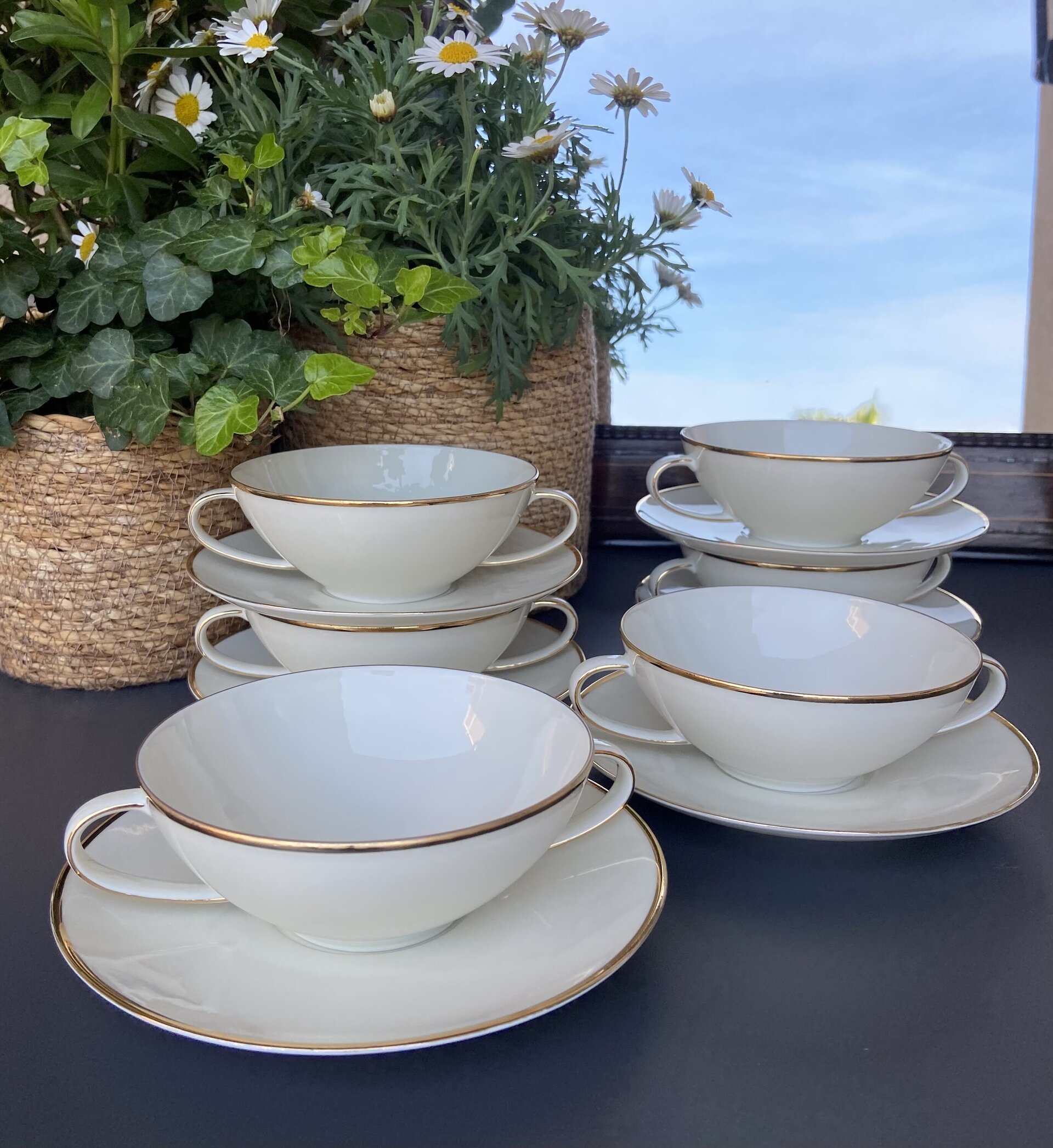 6 Tazas de consomé en porcelana alemana "Johann Haviland" - 2