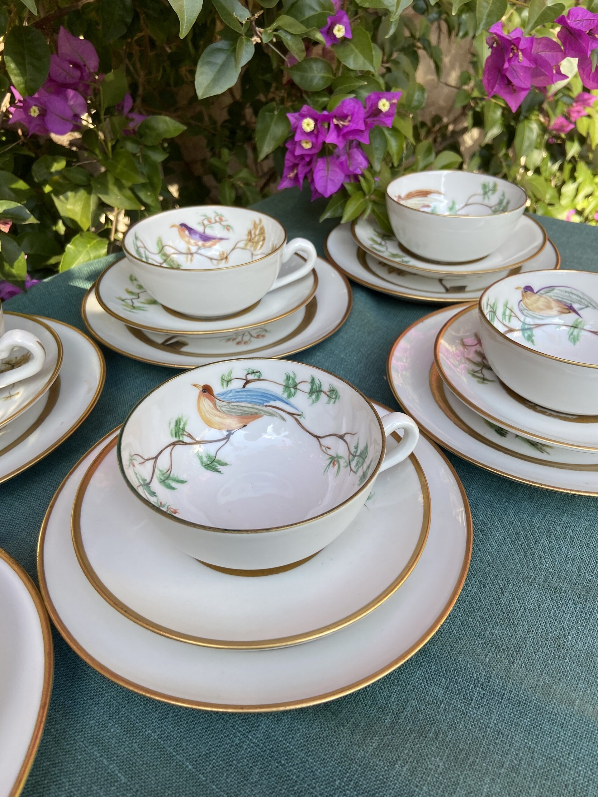 6 tazas de té con plato y 6 platos de merienda en porcelana "Bidasoa" - 8