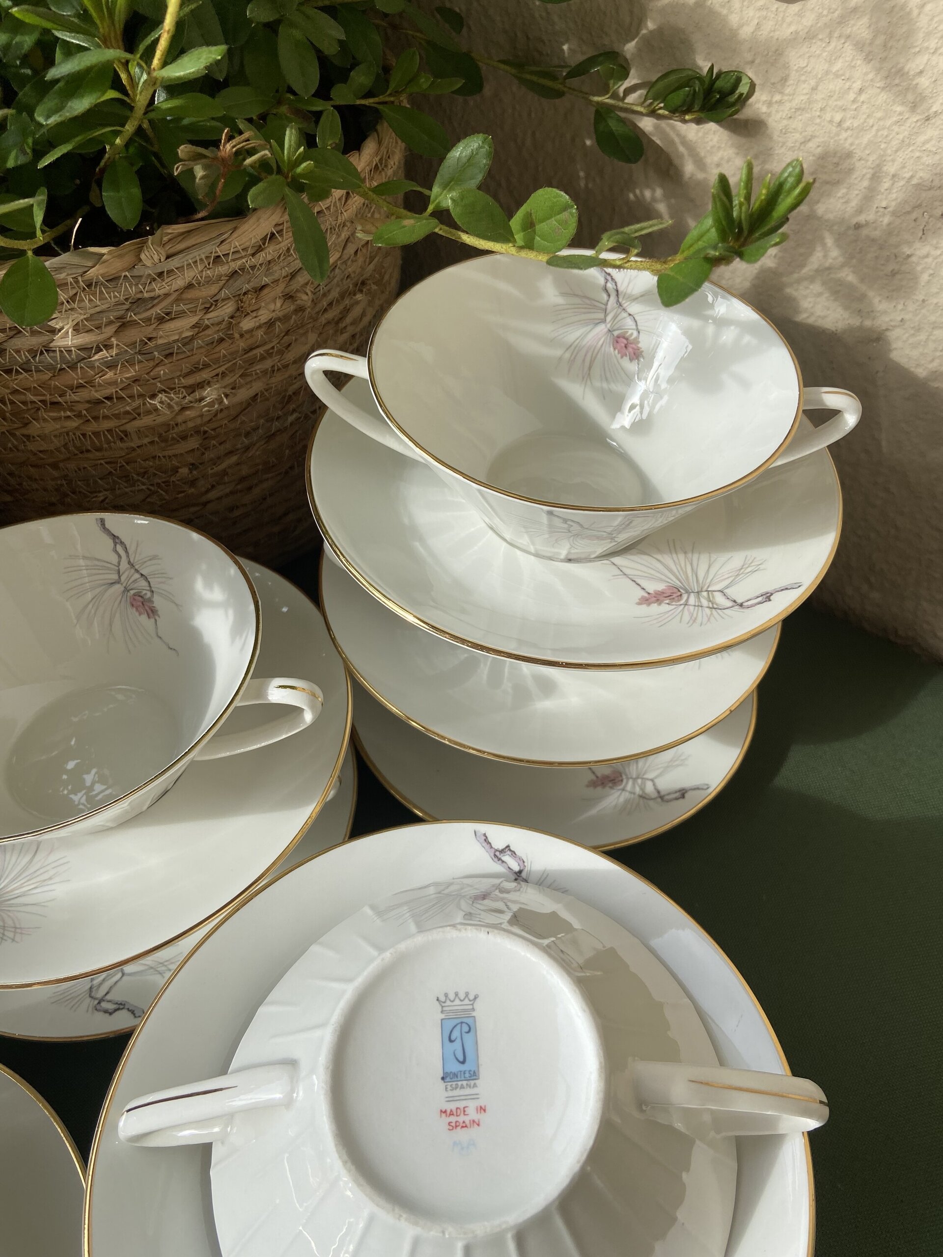 8 tazas de consomé en loza "Pontesa" - 3