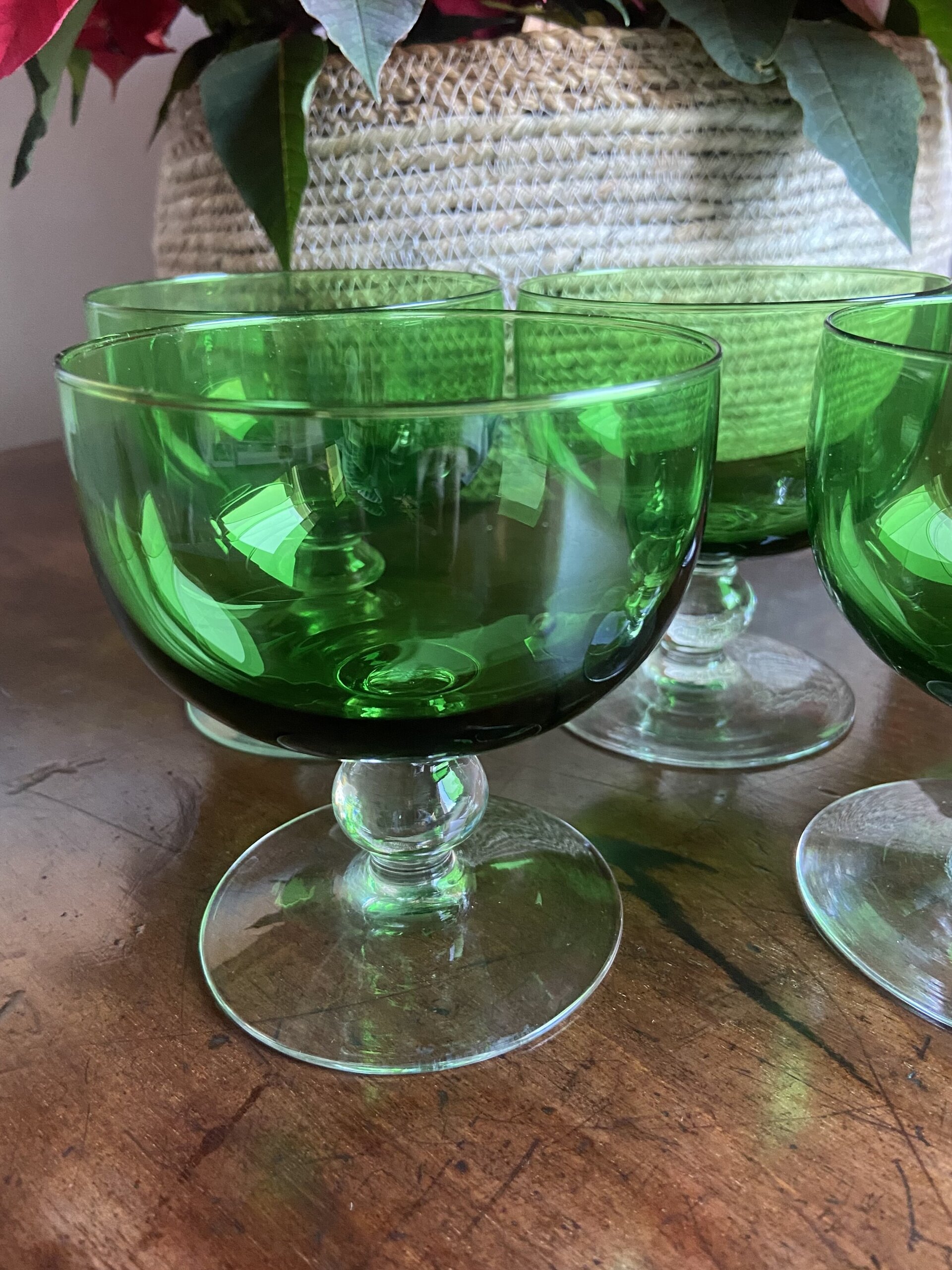 6 copas para postres en vidrio verde - 2