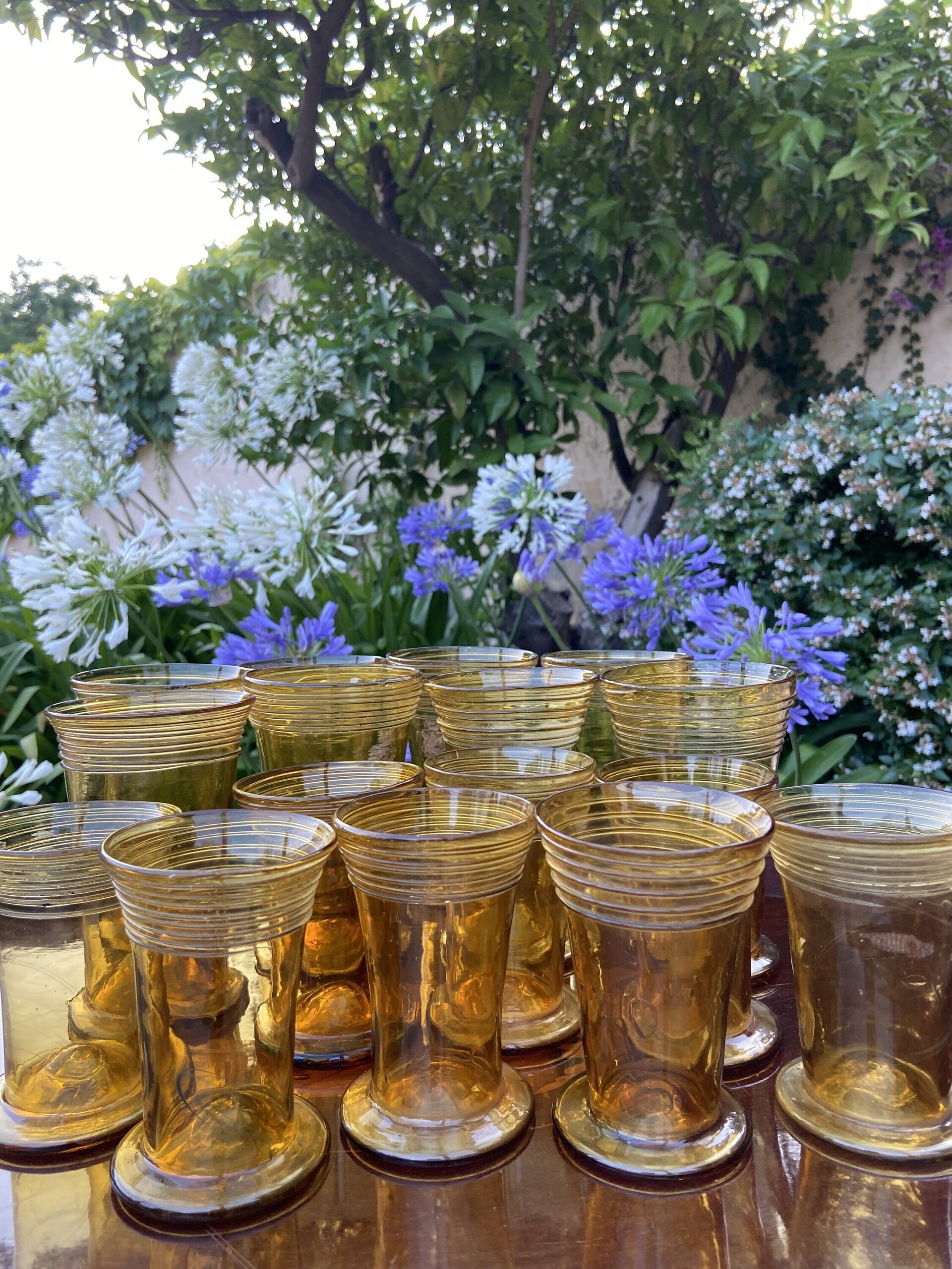 8 vasos agua/8 vasos vino mallorquin "Gordiola", soplado a mano. - 6