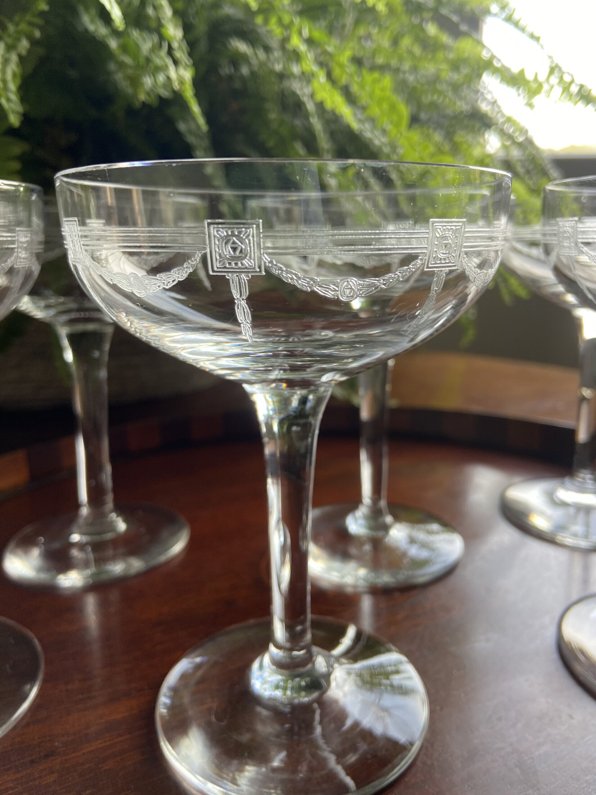 6 copas cava/postre en cristal tallado - 3