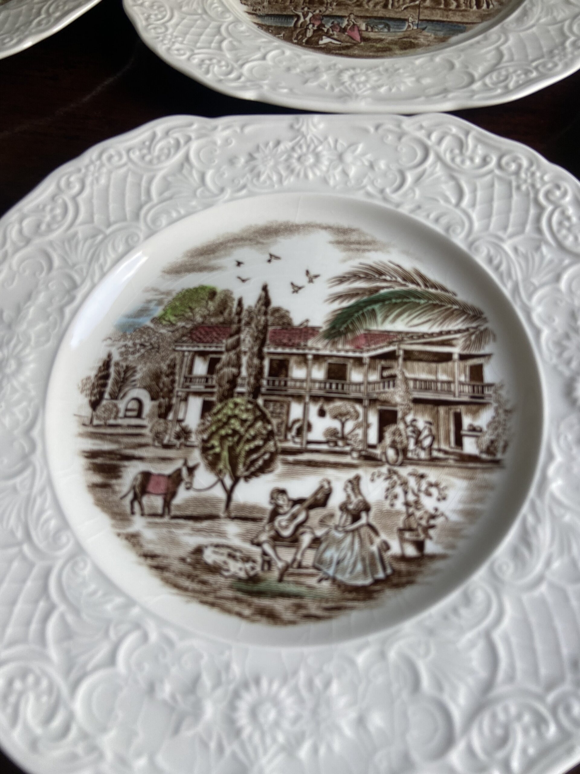 12 platos merienda en loza inglesa "Johnson Bros" (mod.Historic Scenes). - 13