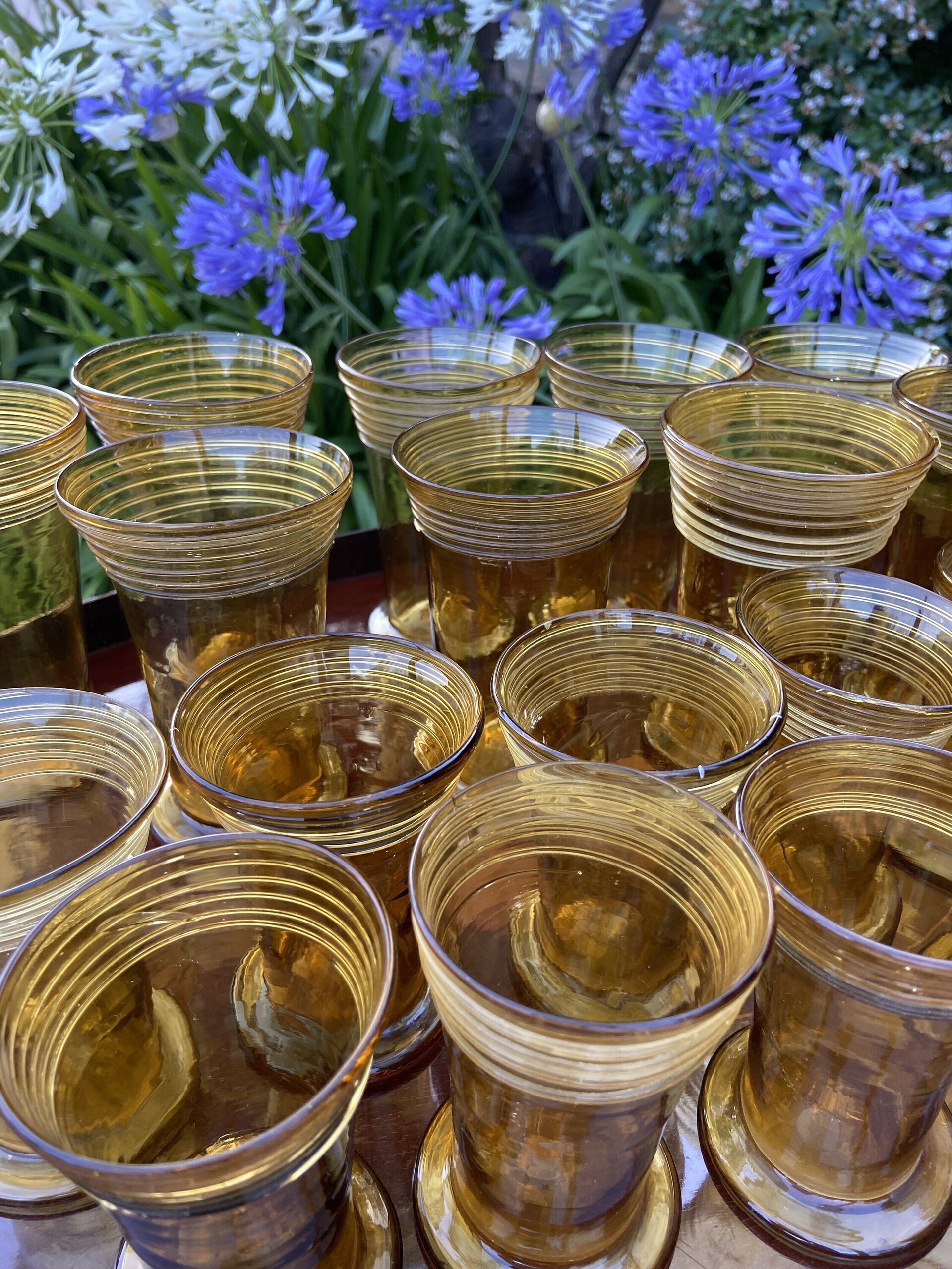 8 vasos agua/8 vasos vino mallorquin "Gordiola", soplado a mano. - 3