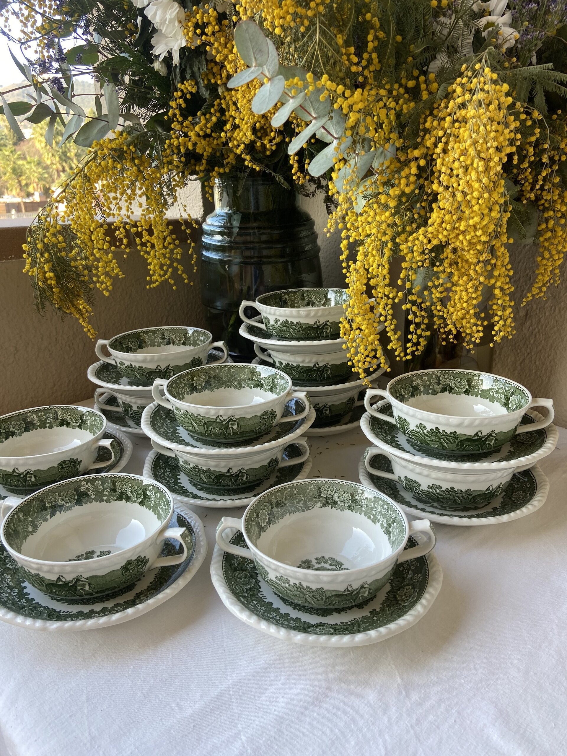 12 tazas de consomé en loza inglesa "Adams" - 4
