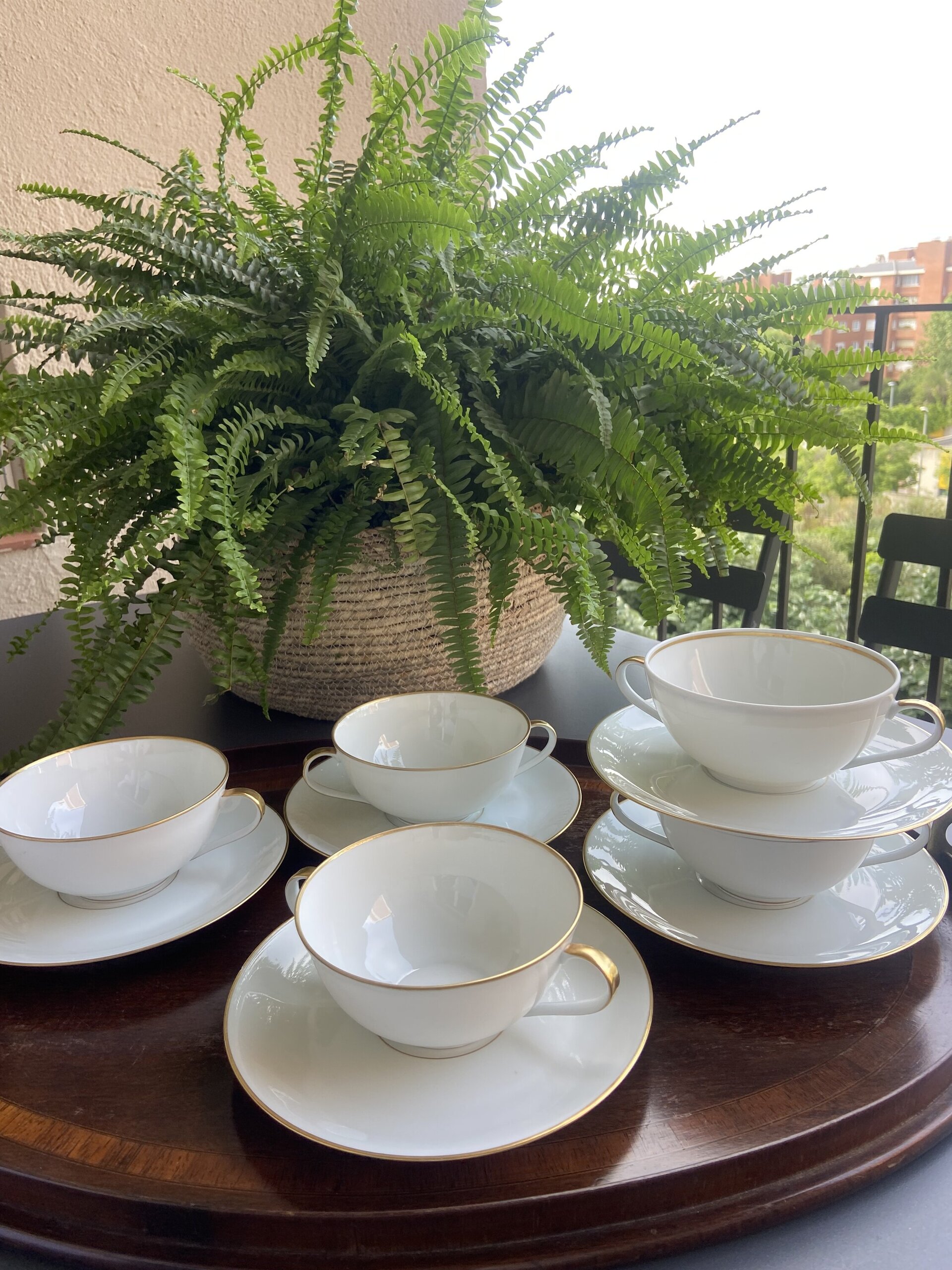 5 tazas de consomé en porcelana francesa de "Limoges". - 1