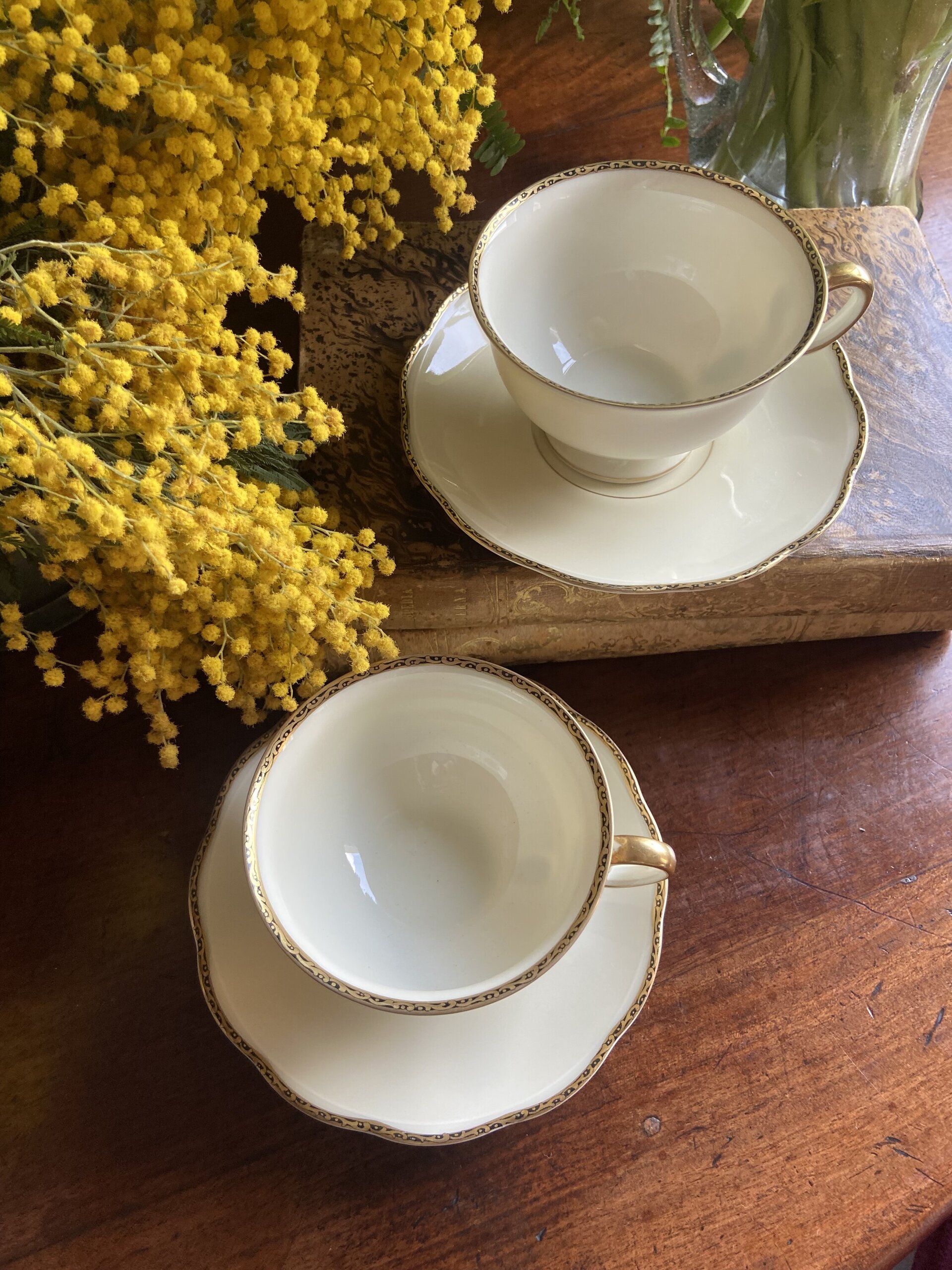 Pareja de tazas de té/desayuno en porcelana alemana K.P.M. - 4