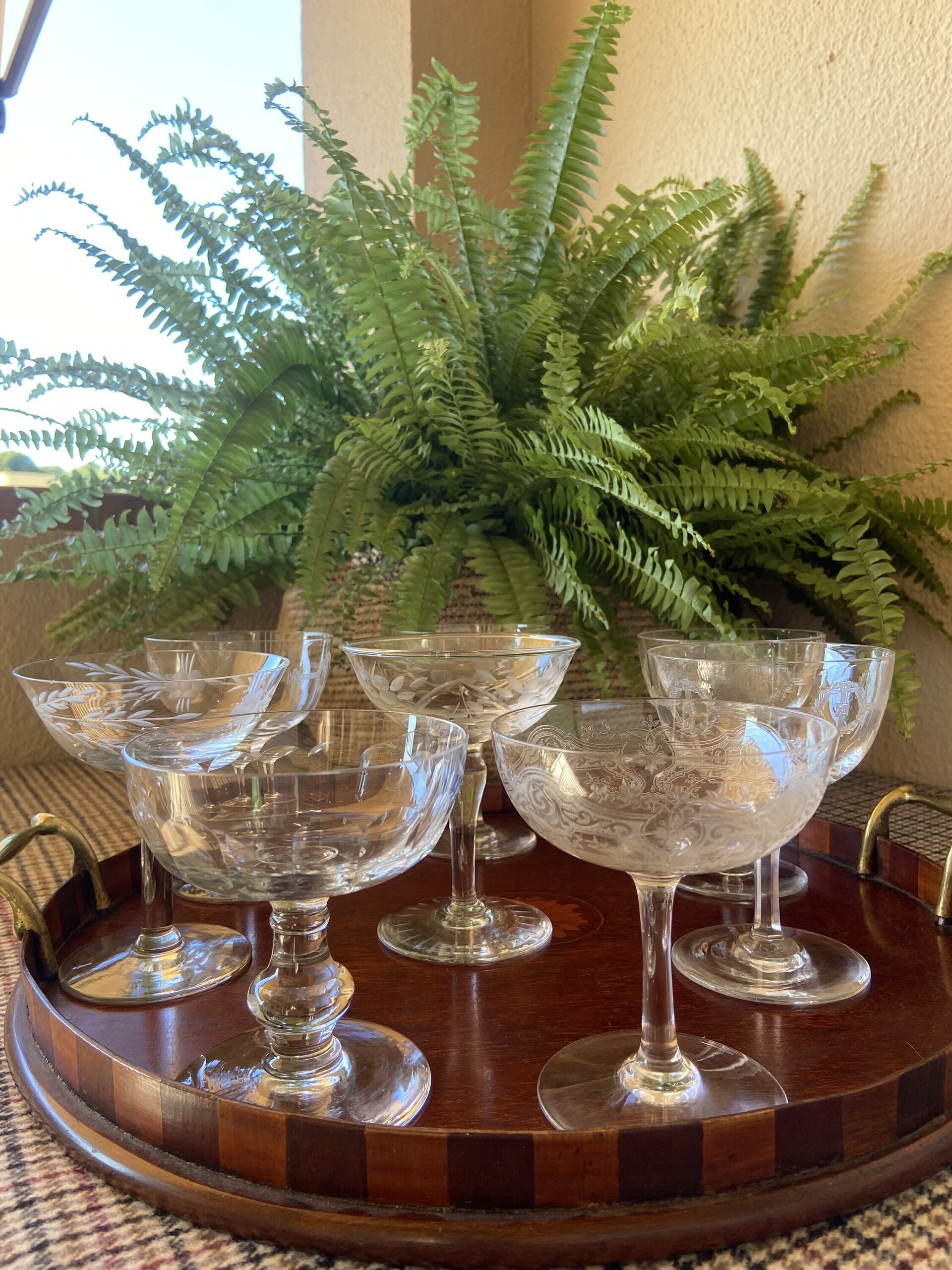 8 copas cava en cristal con diferentes tallas y serigrafias - 1