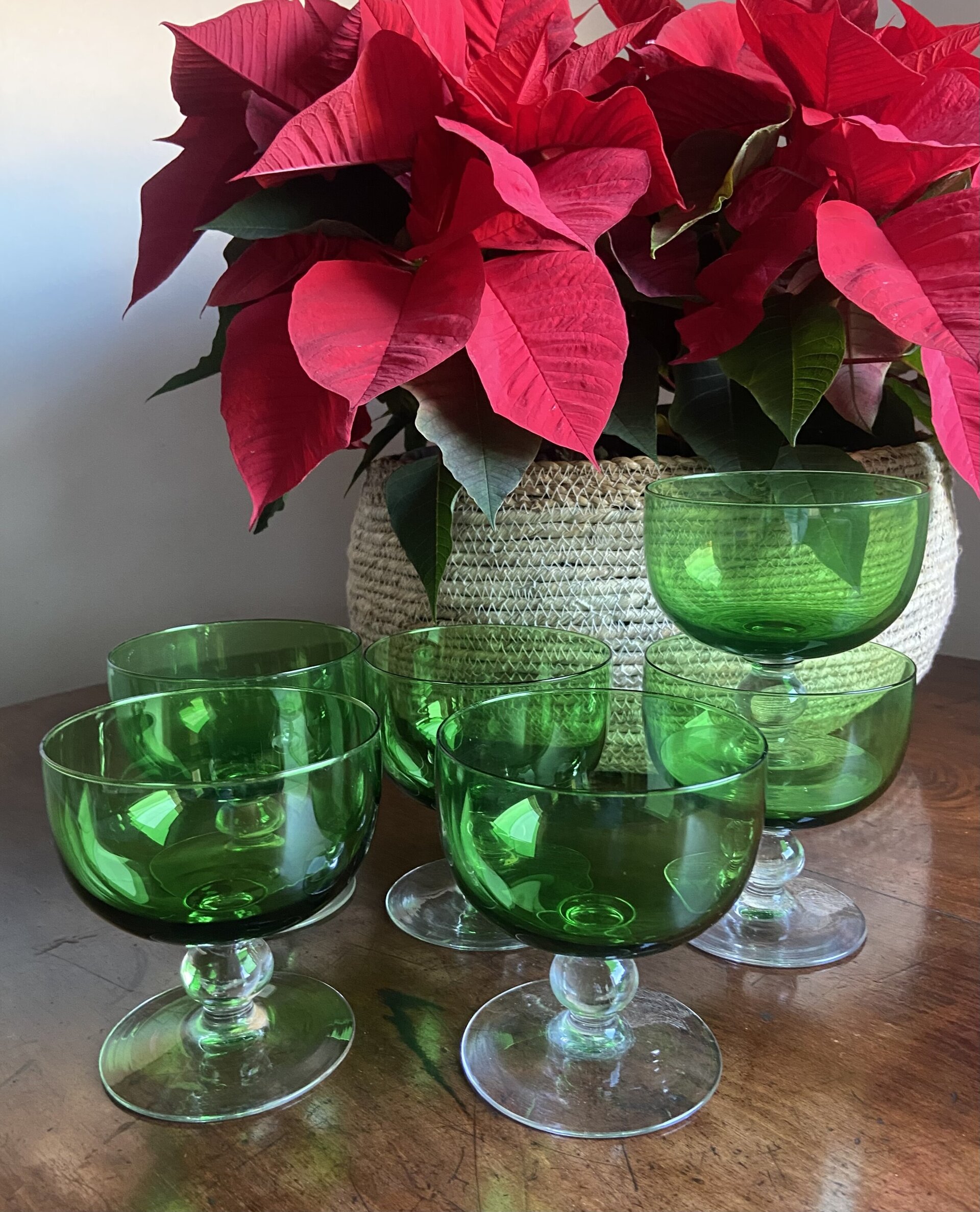 6 copas para postres en vidrio verde - 3