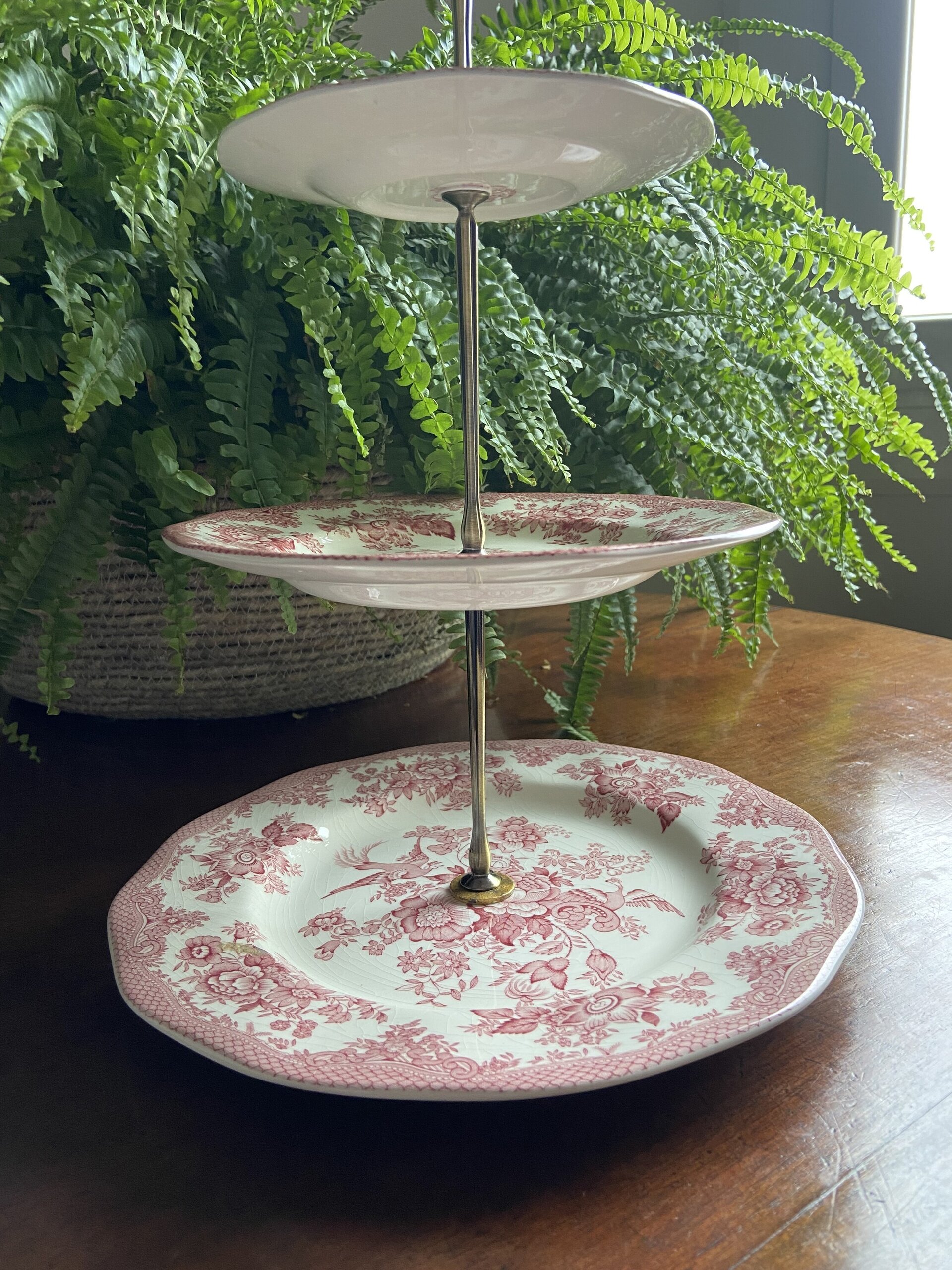 Pastelero tres pisos porcelana inglesa " Wedwood" (mod Asiatic Phersants) - 2