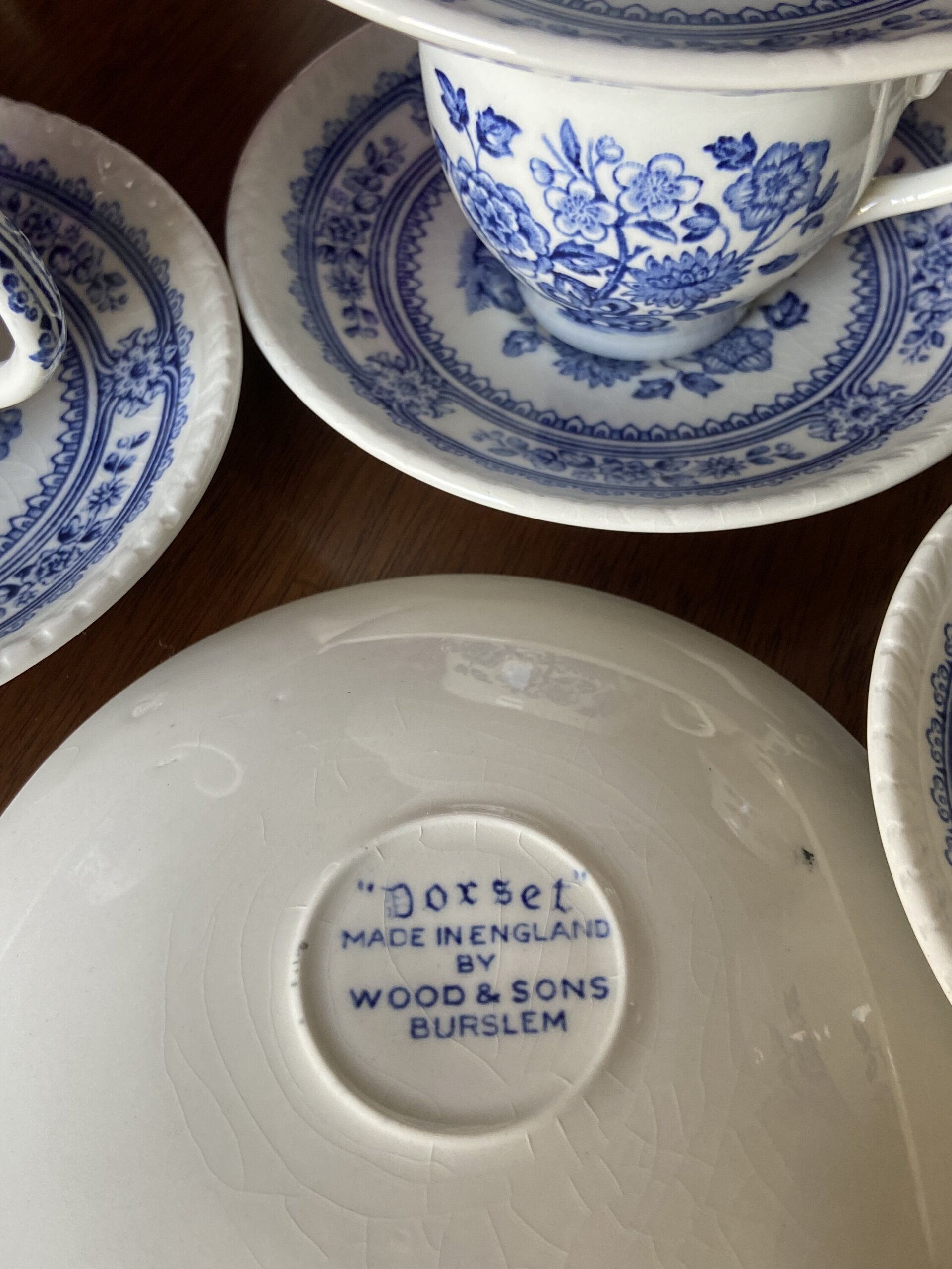 7 tazas de cafe en loza inglesa "Wood & Sons Burslem"- - 4