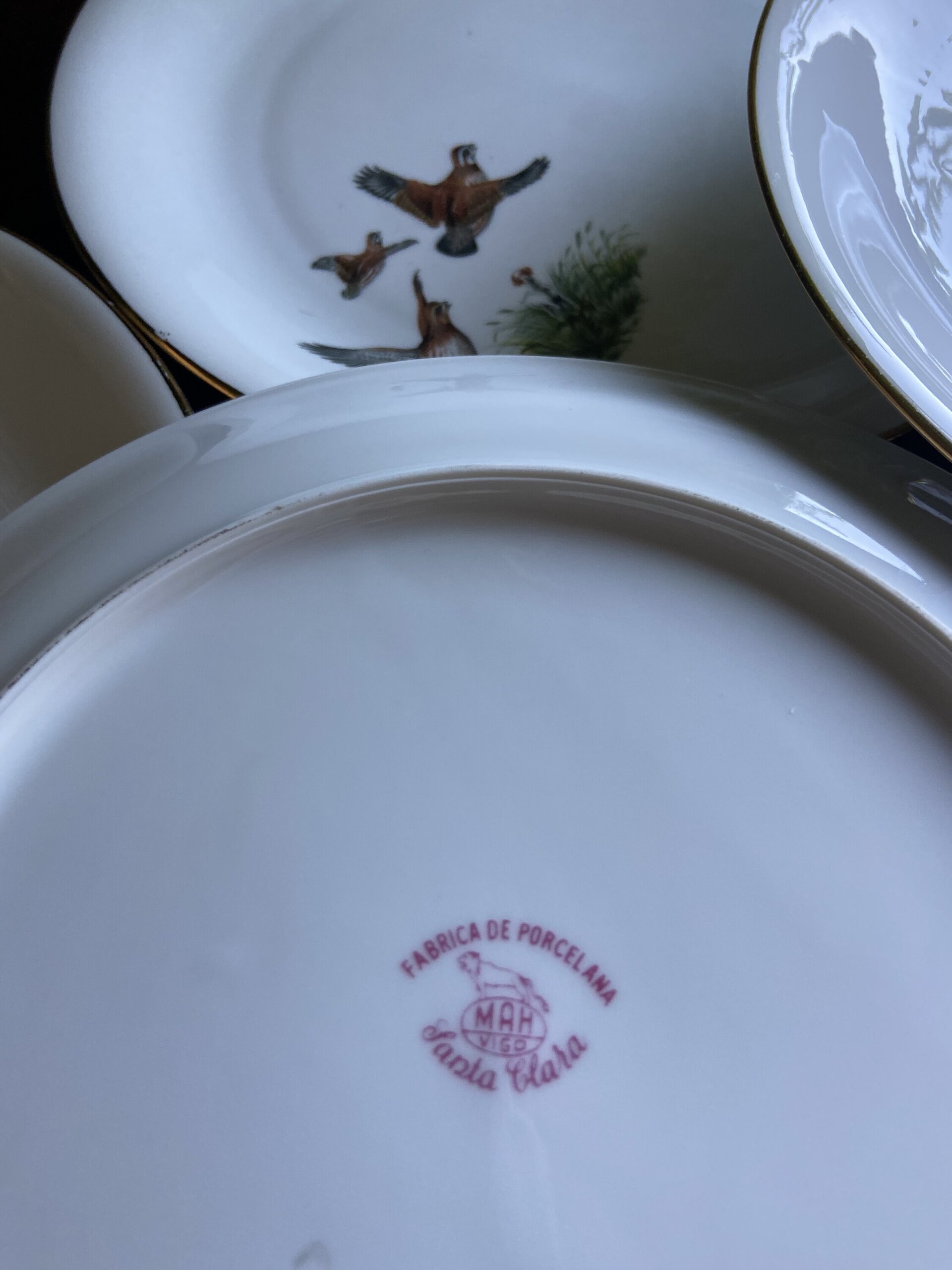 6 platos llanos en porcelana "Santa Clara". - 5