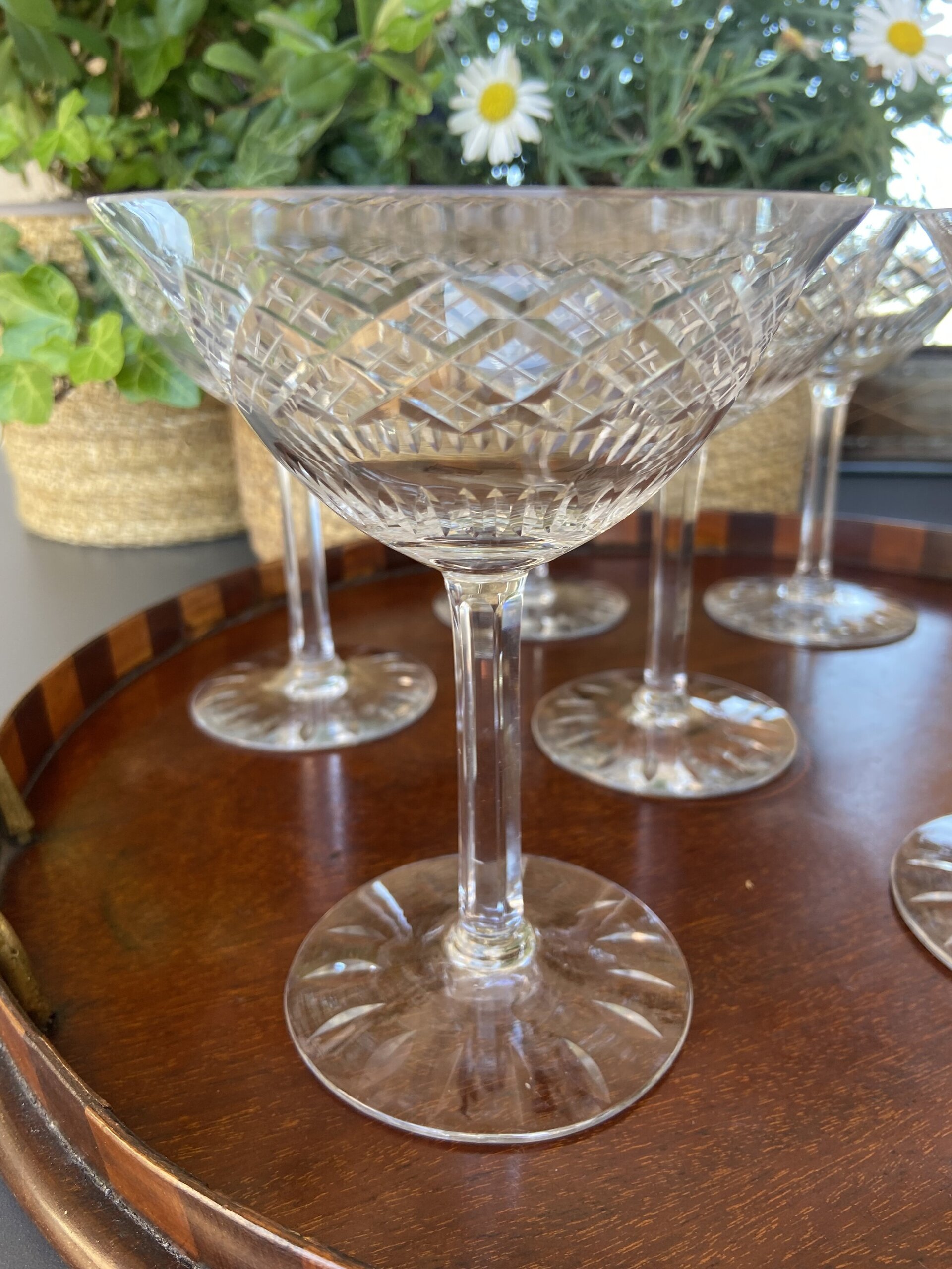 7 Copas cava/postre en cristal tallado. - 6