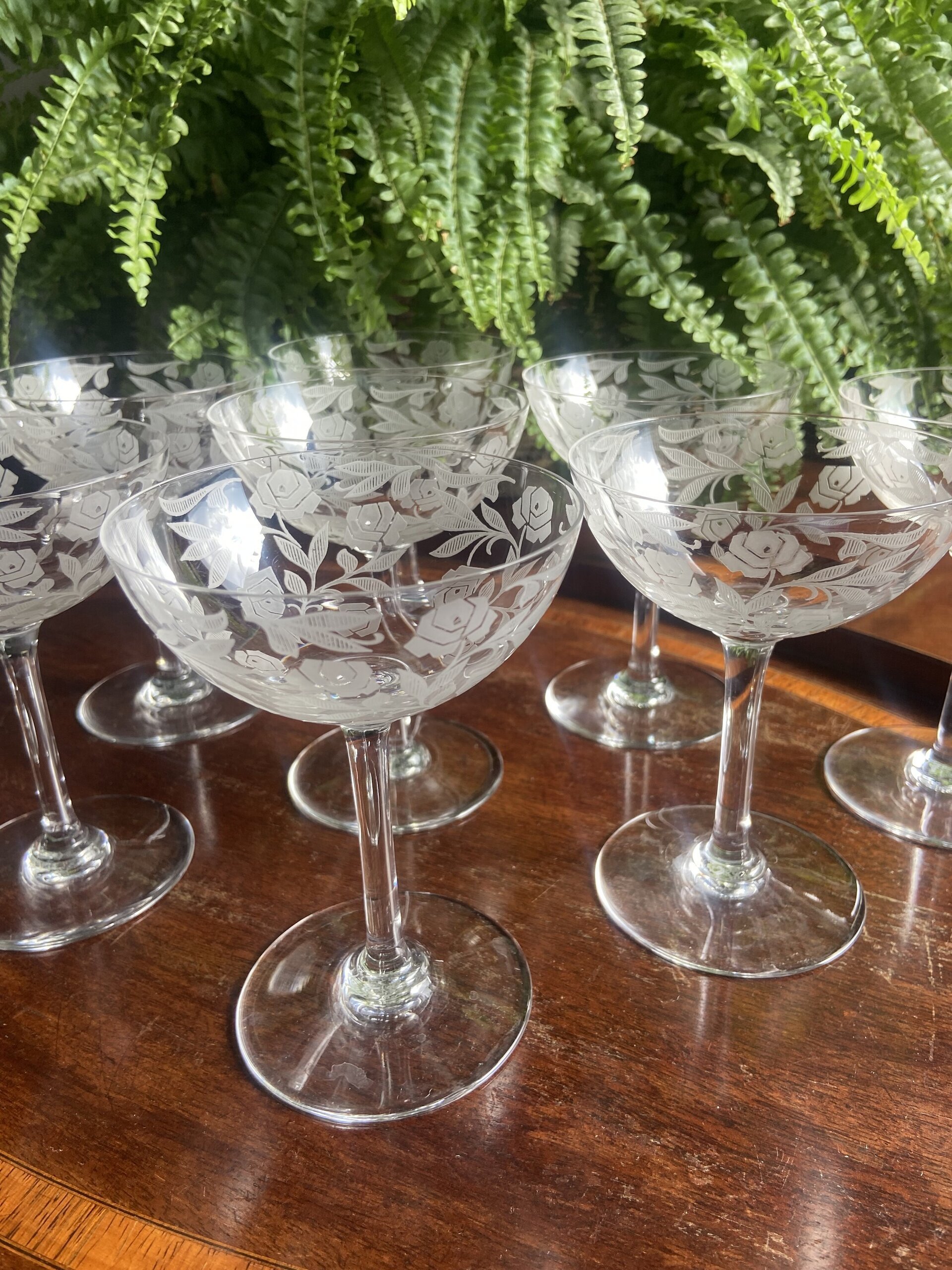 8 copas cava/postres en cristal serigrafiados - 2
