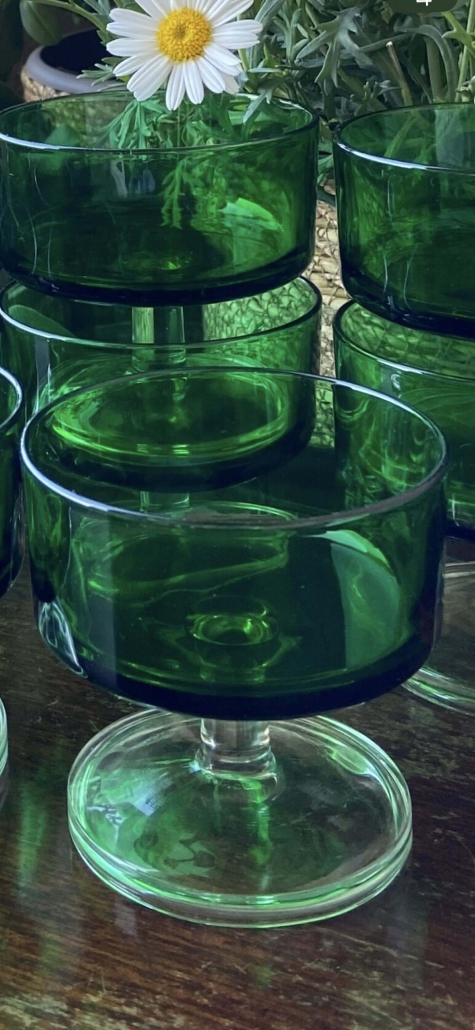 9 copas cava/postre color verde - 3