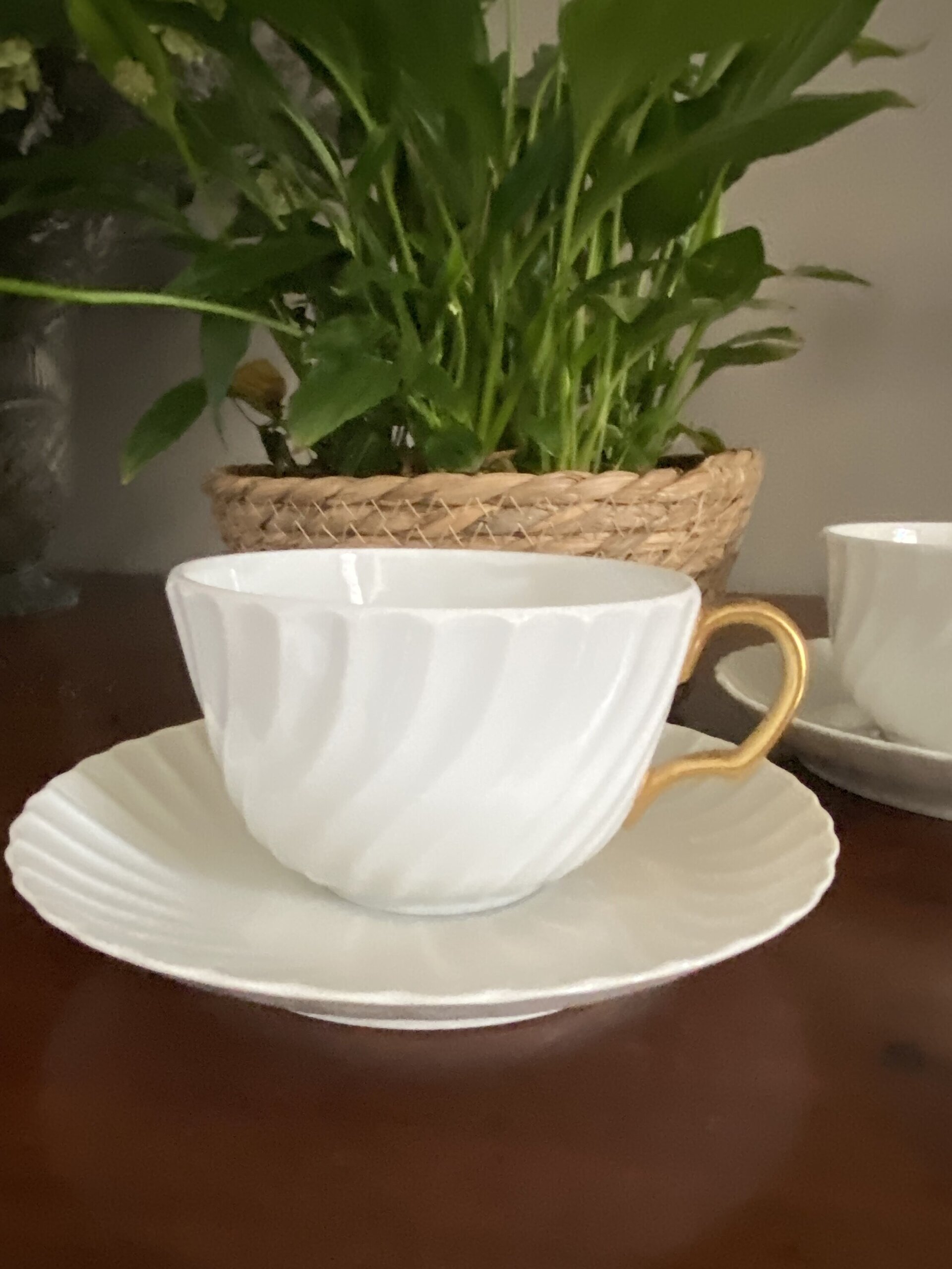Pareja tazas de desayuno en porcelana "Bidasoa". - 3