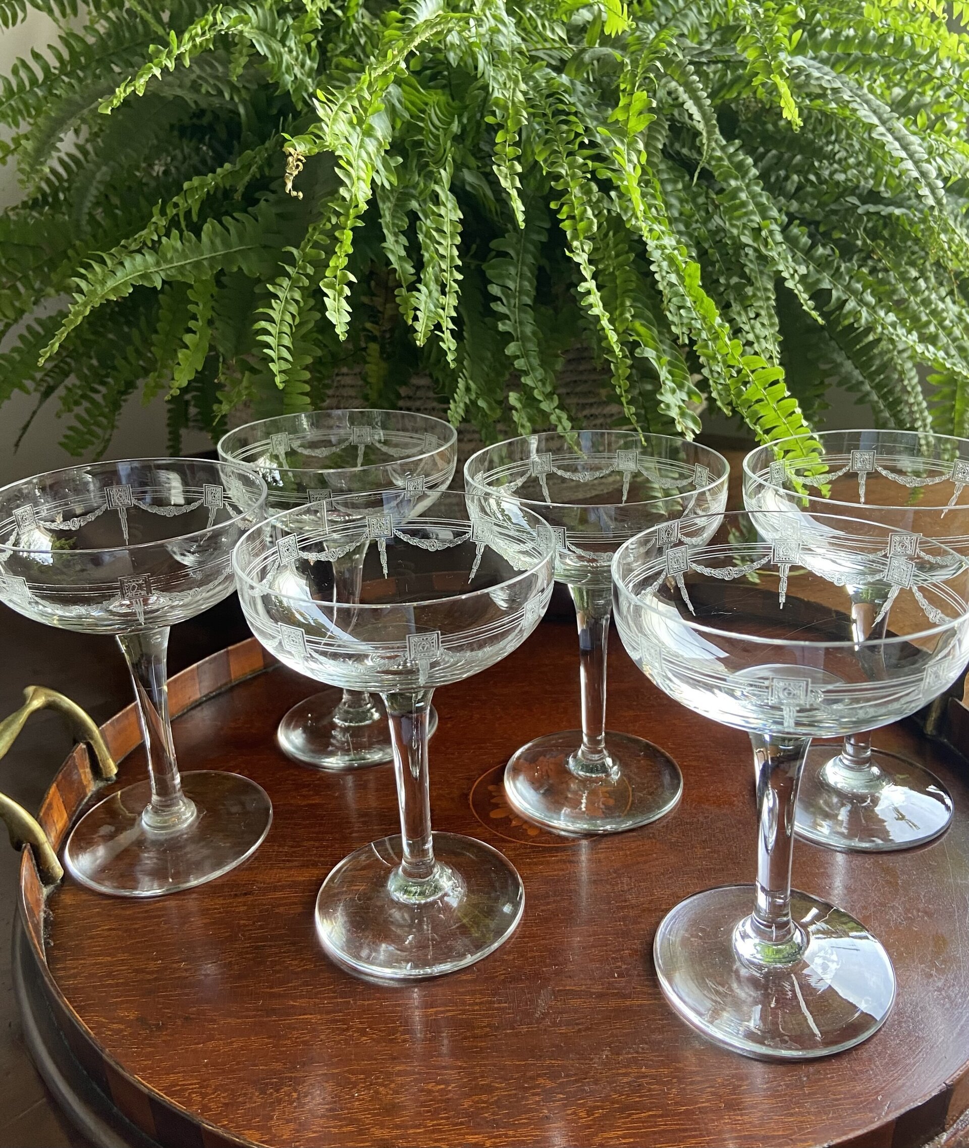 6 copas cava/postre en cristal tallado - 2