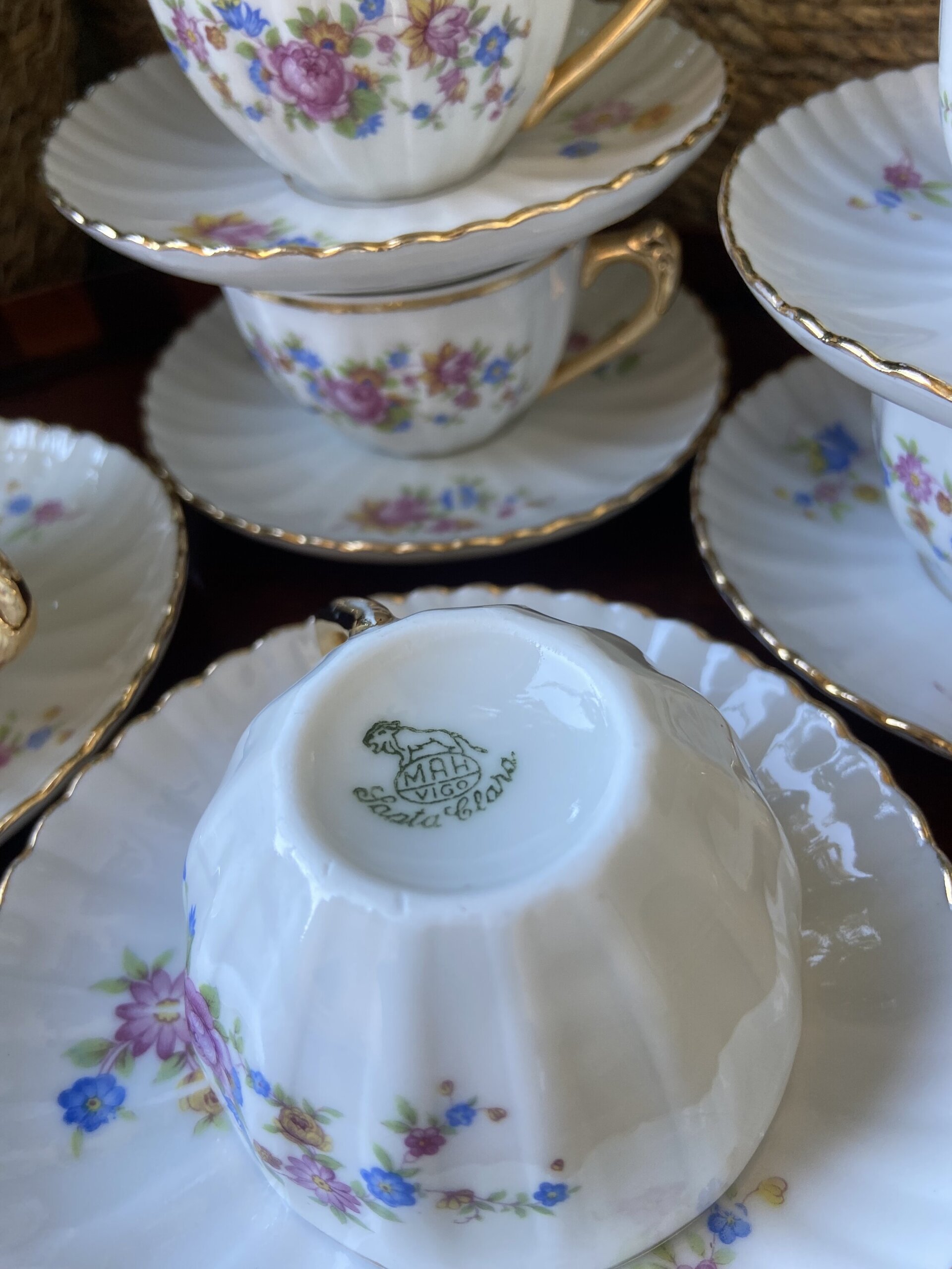 6 tazas de café en porcelana "Santa Clara". - 5