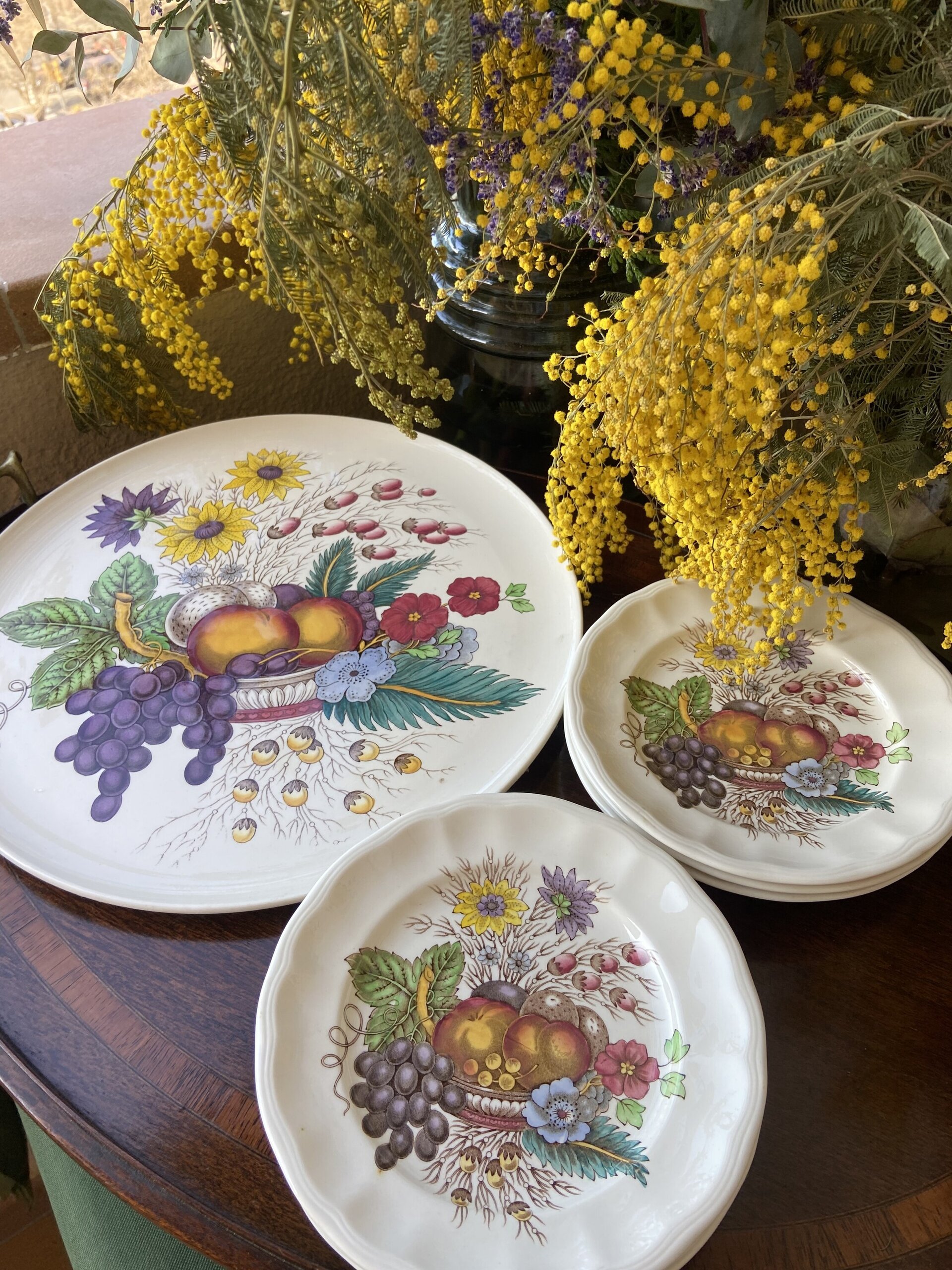 -Fuente y 6 platos de merienda en loza inglesa "Spode". - 4